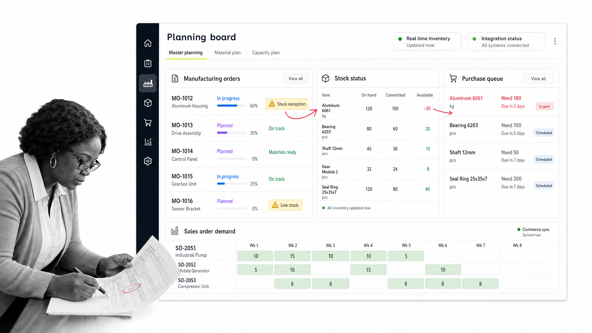 Katana manufacturing management software interface for production teams