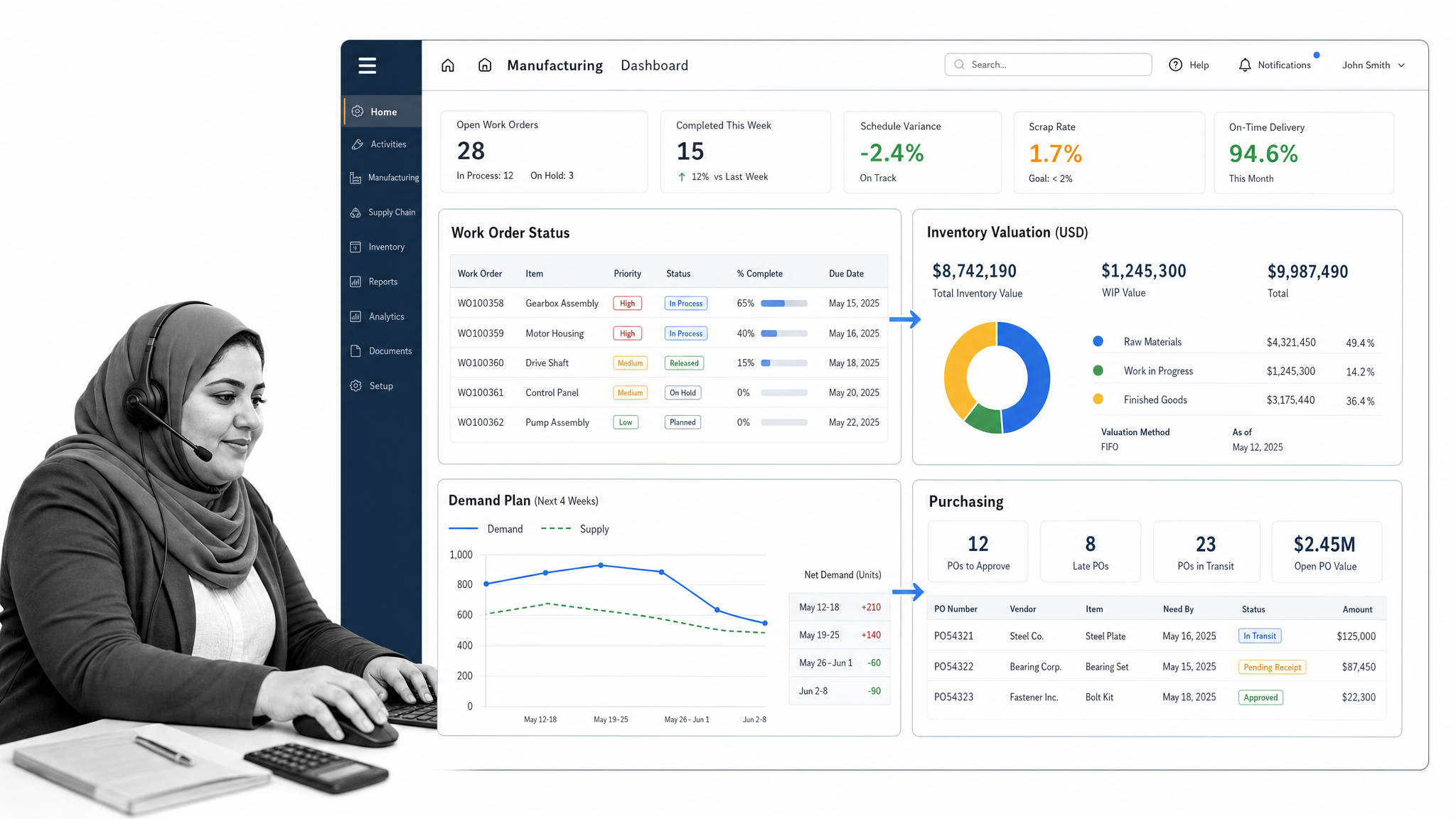 NetSuite Manufacturing manufacturing management software interface for production teams