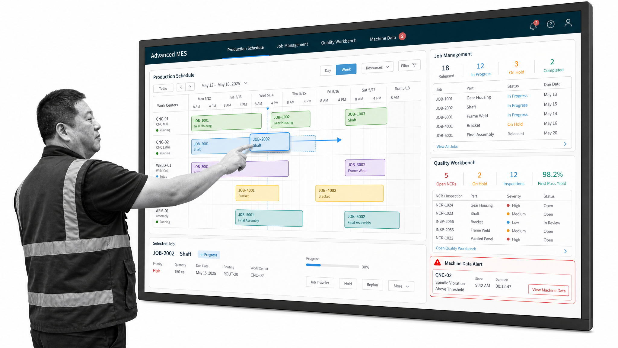 Epicor Kinetic manufacturing management software interface for production teams