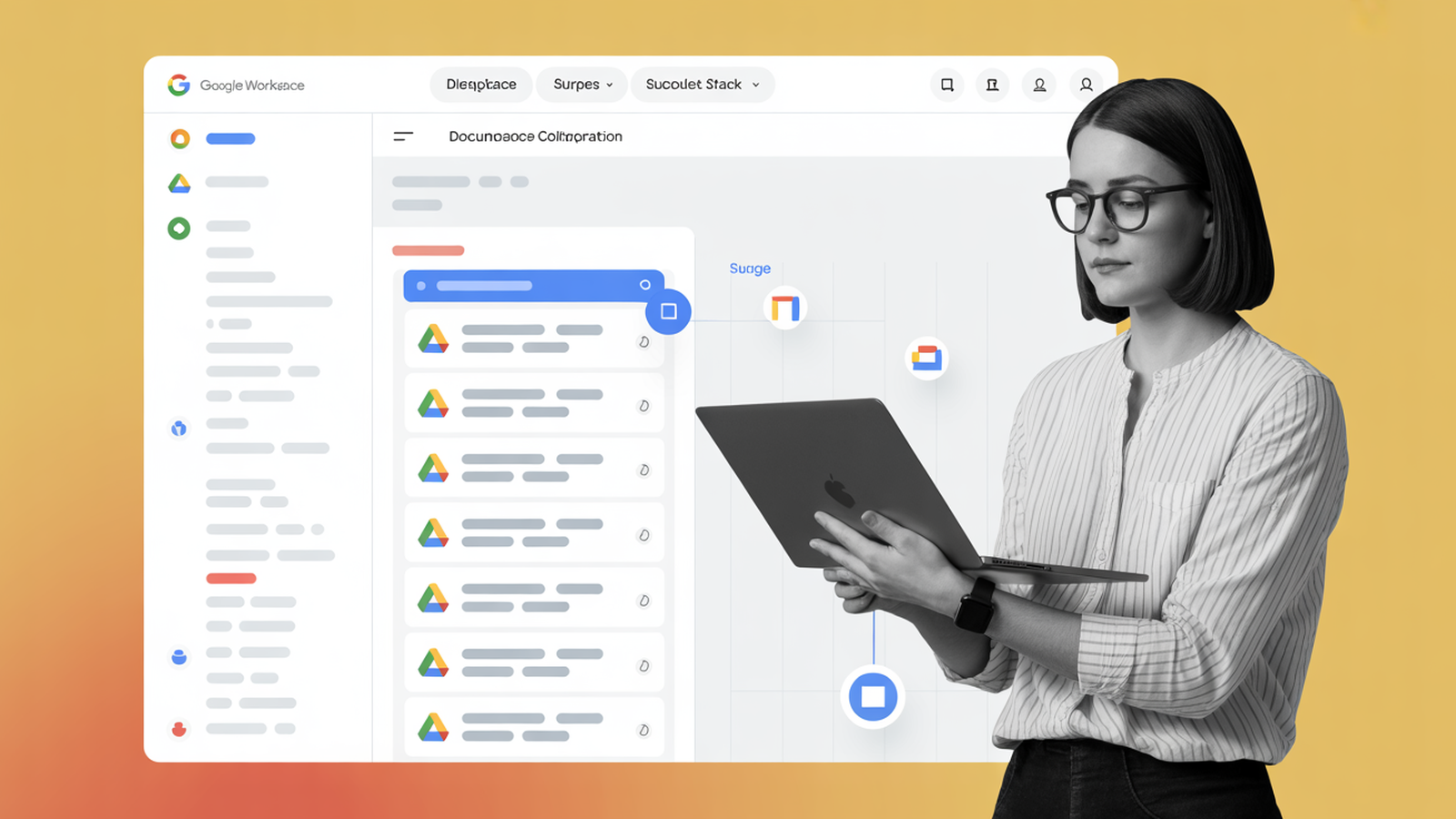 Google Workspace remote work software interface with photographic user