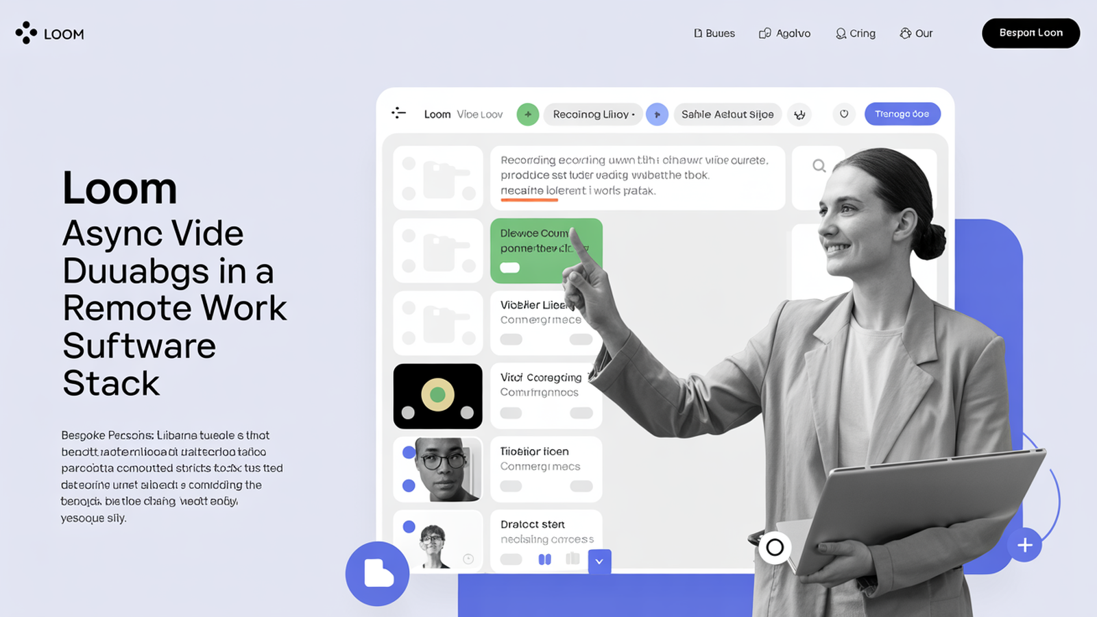 Loom remote work software interface with photographic user