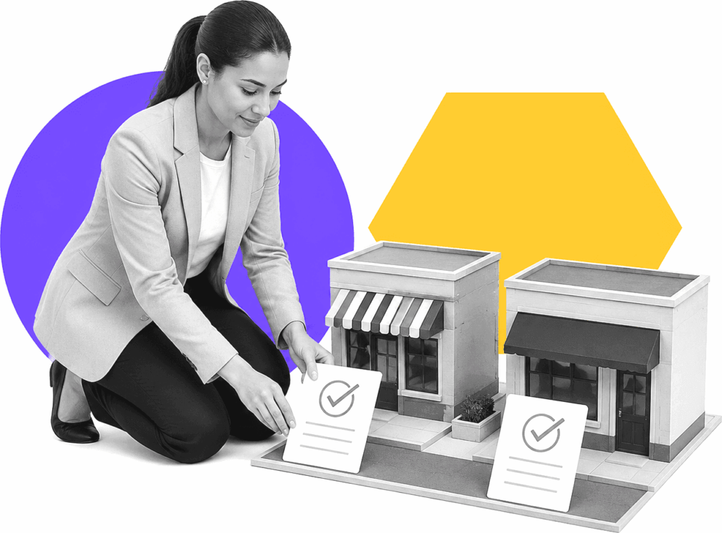 Regional operations manager studying a multi-location SOP workflow board