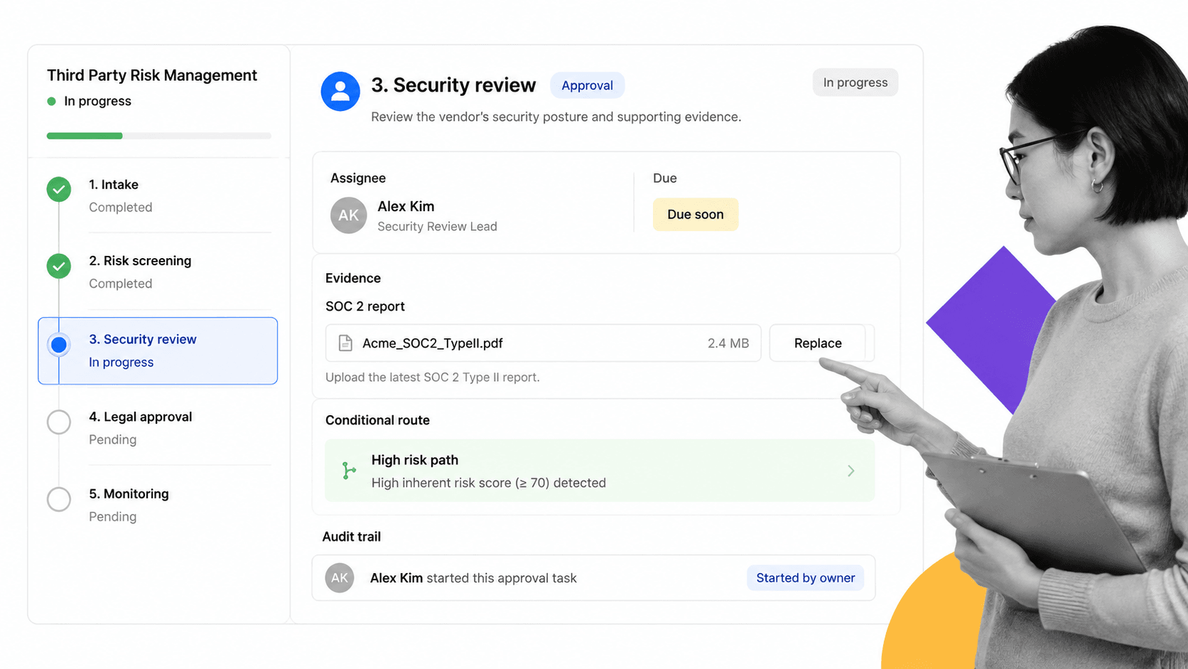 Process Street workflow run automating third party risk management review