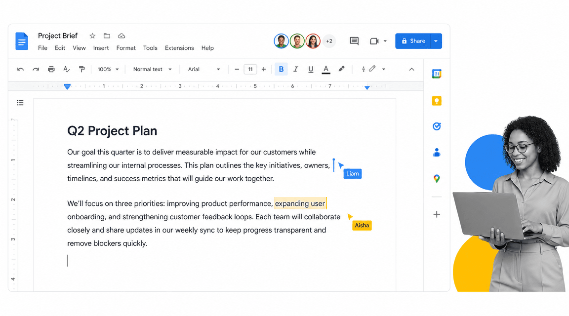Work with your team in real time in Google Drive
