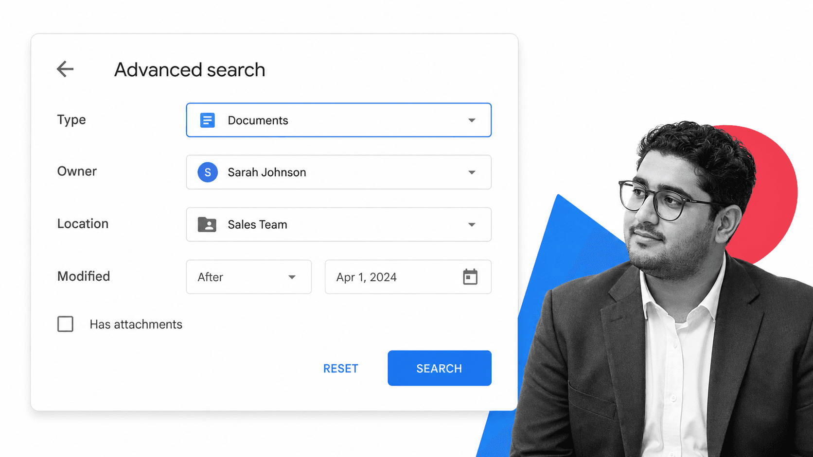 Filter your searches within Drive in Google Drive