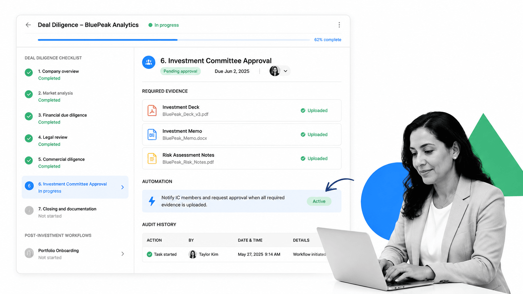 Process Street venture capital software interface