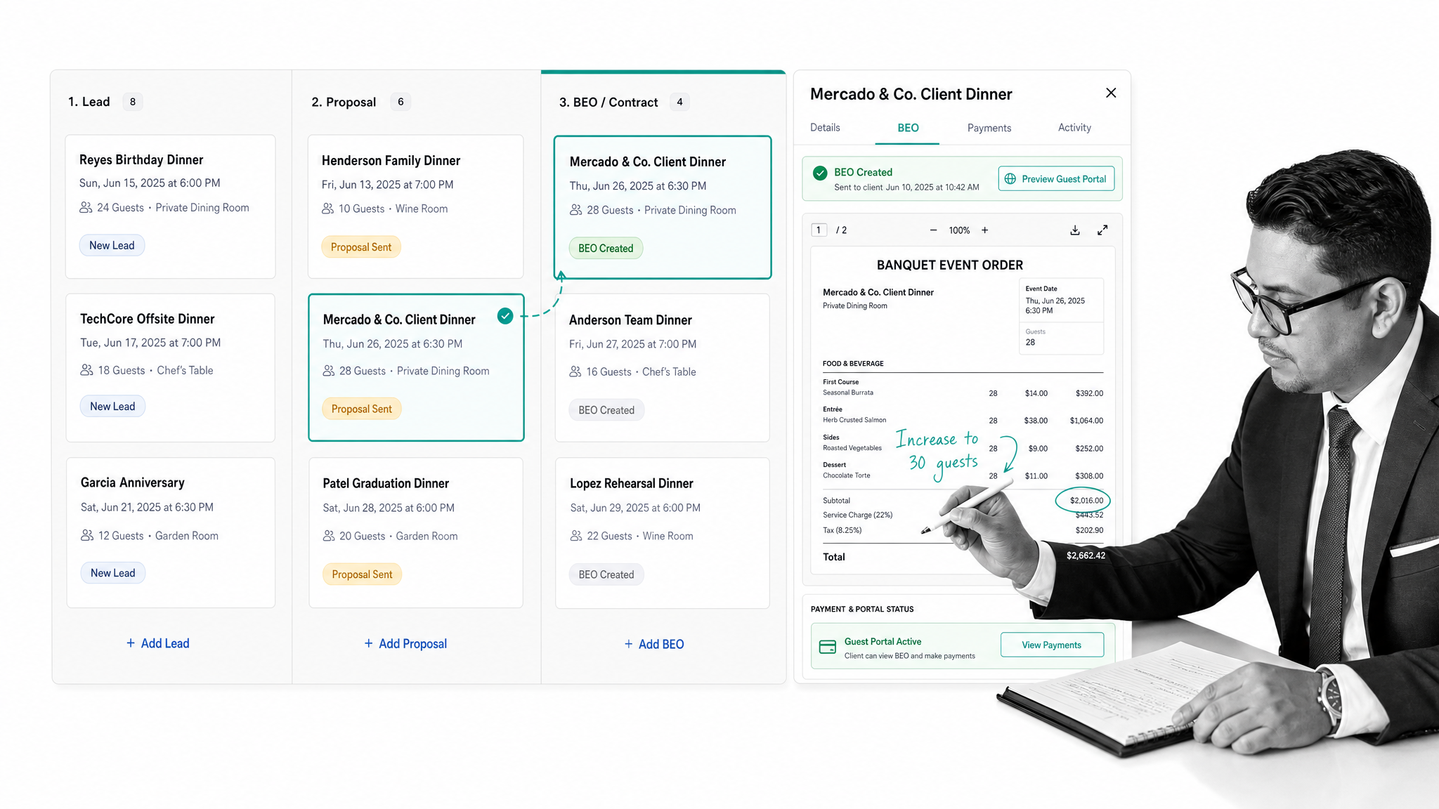 Tripleseat event pipeline interface for venue management software