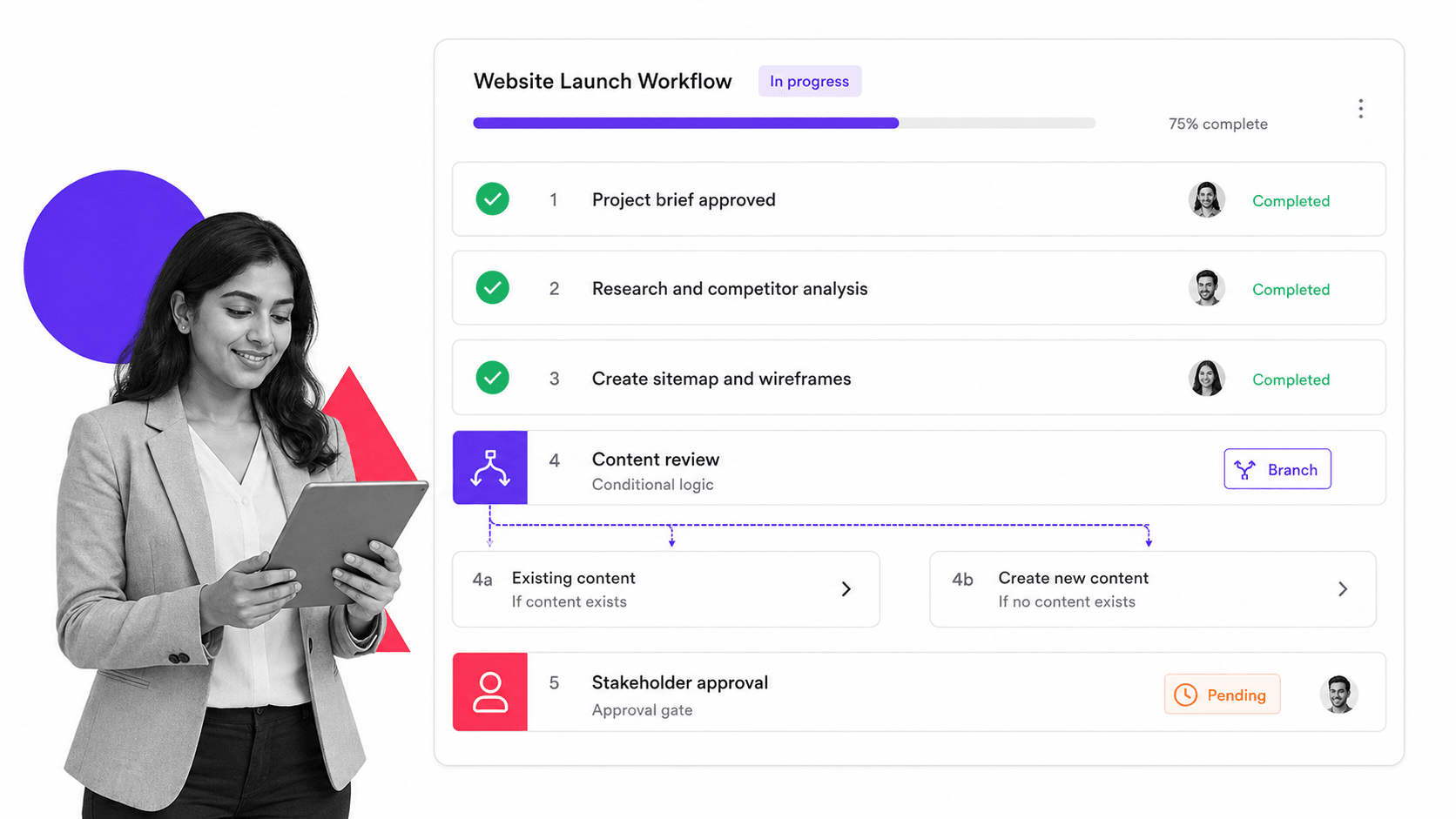 Process Street workflow software showing its project management interface