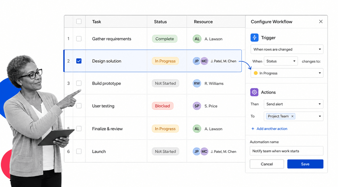 Smartsheet workflow software showing its project management interface