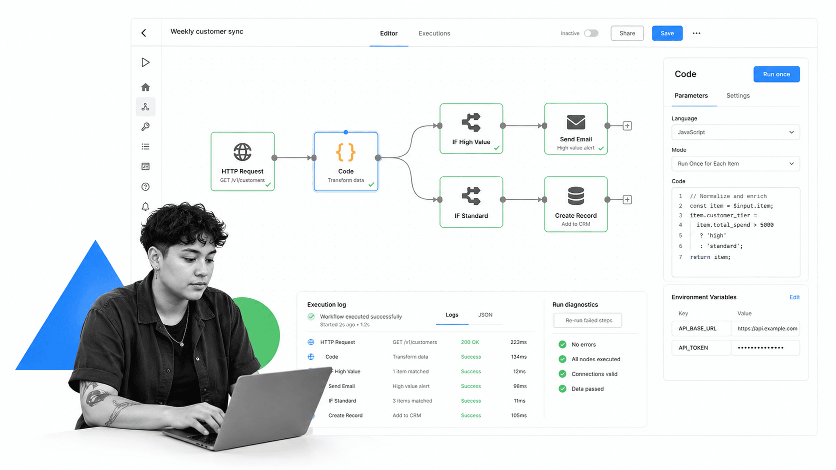 n8n Zapier alternative product UI for Technical teams that want node-based workflows