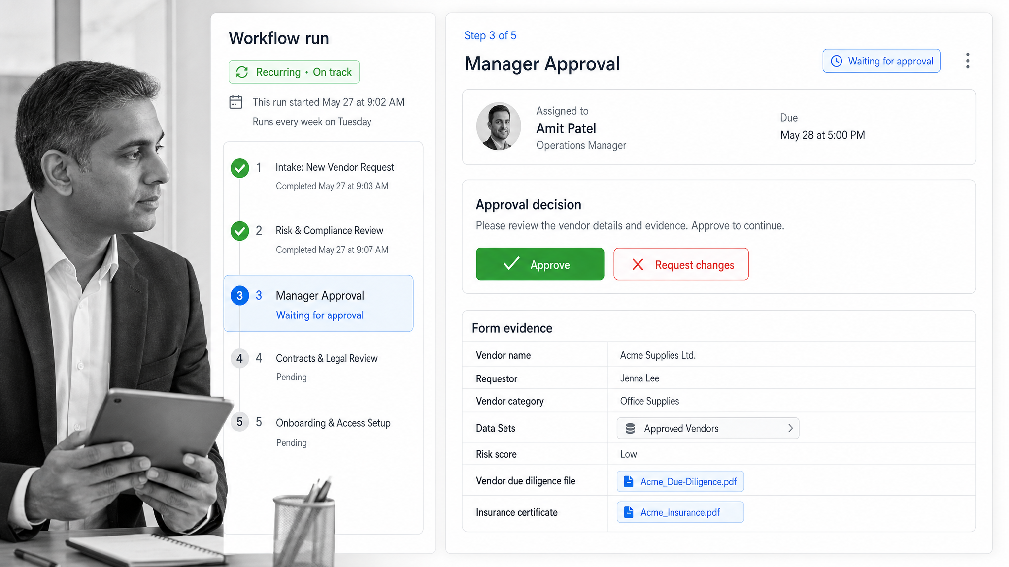 Process Street product interface shown as an Airtable alternative for recurring workflows, SOPs, approvals, and compliance operations.