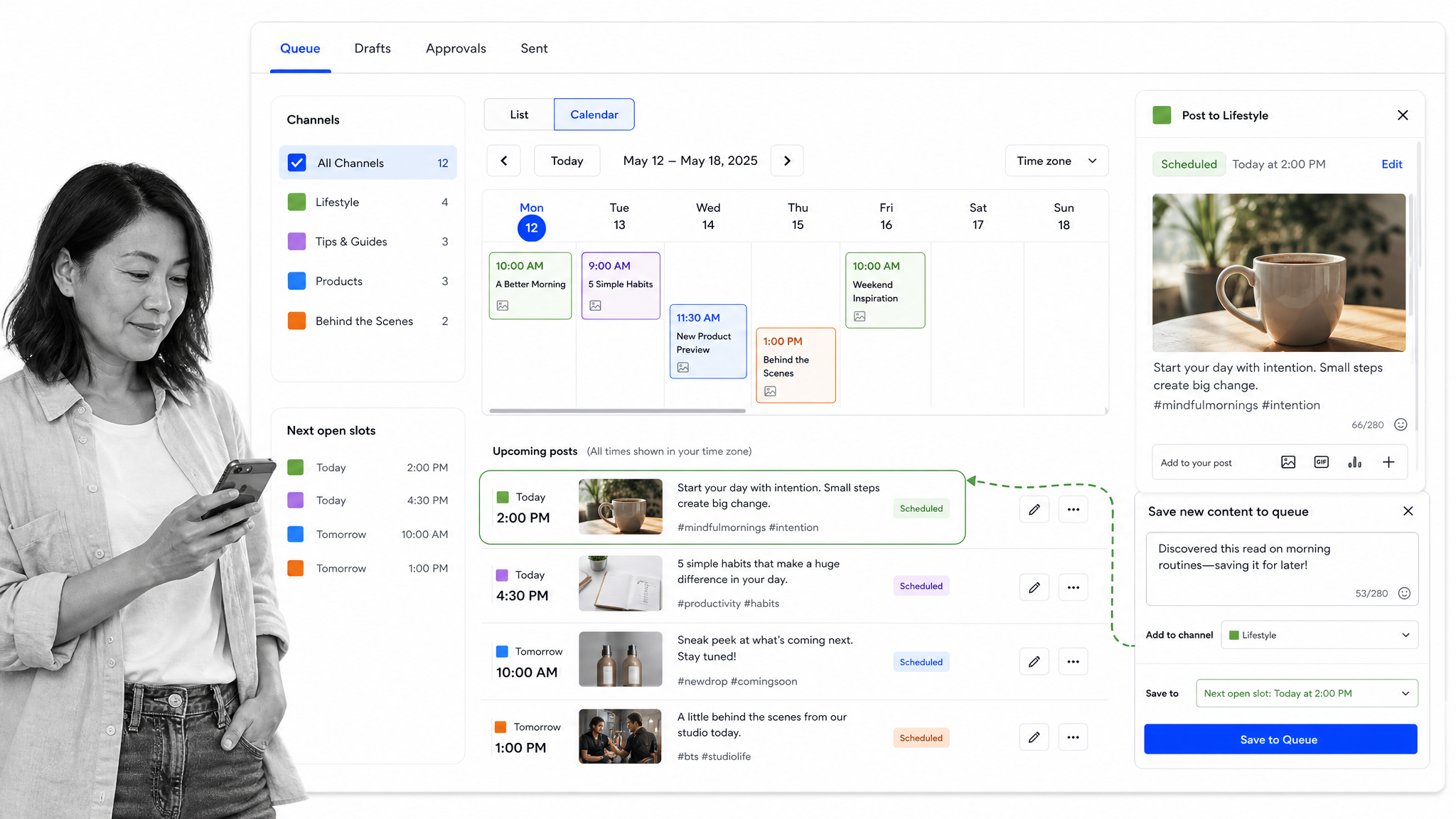 Social media scheduling extensions for browser work