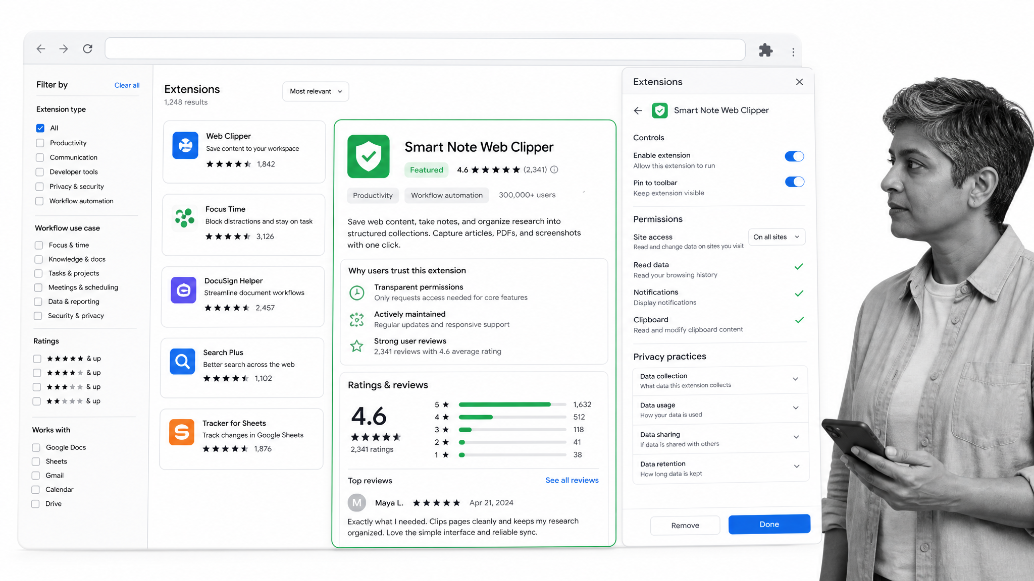 Chrome extension selection and permissions review