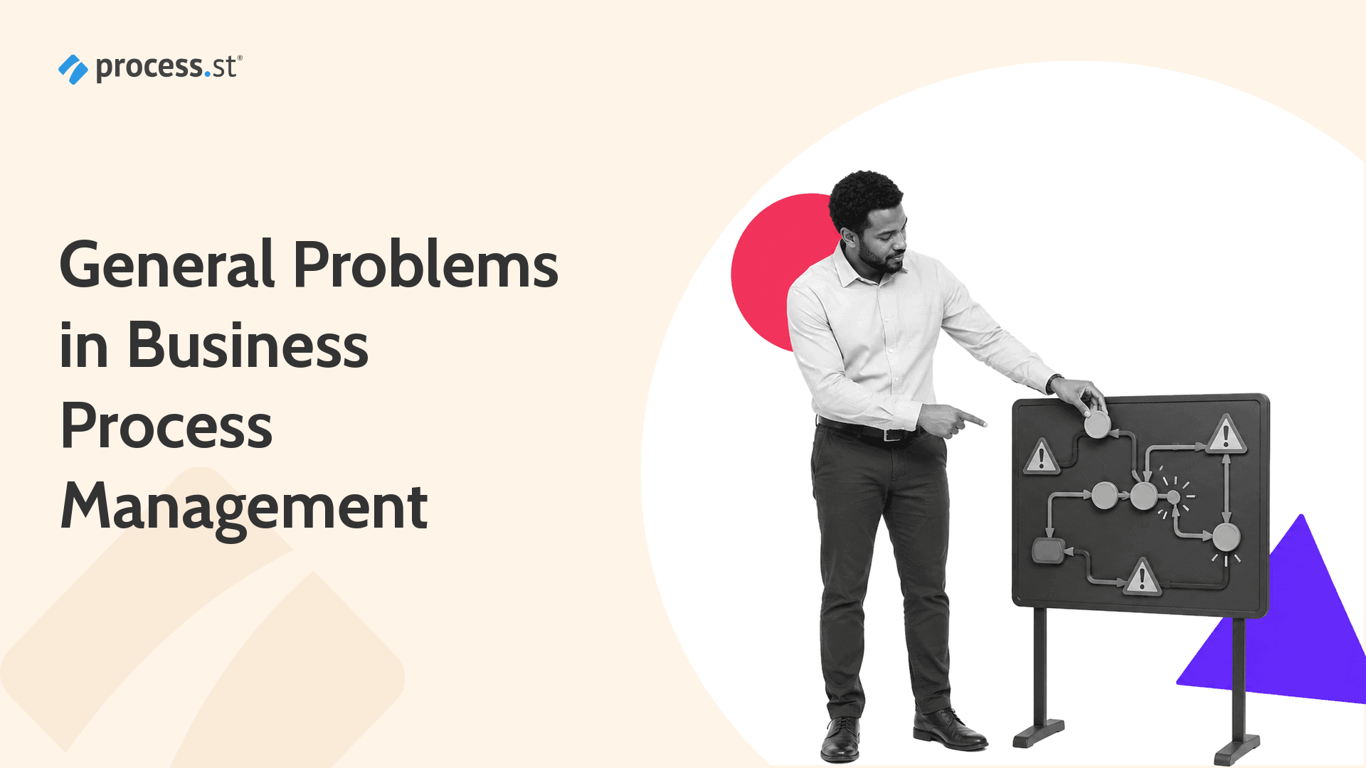 Operations manager diagnosing general problems in business process management on a workflow board