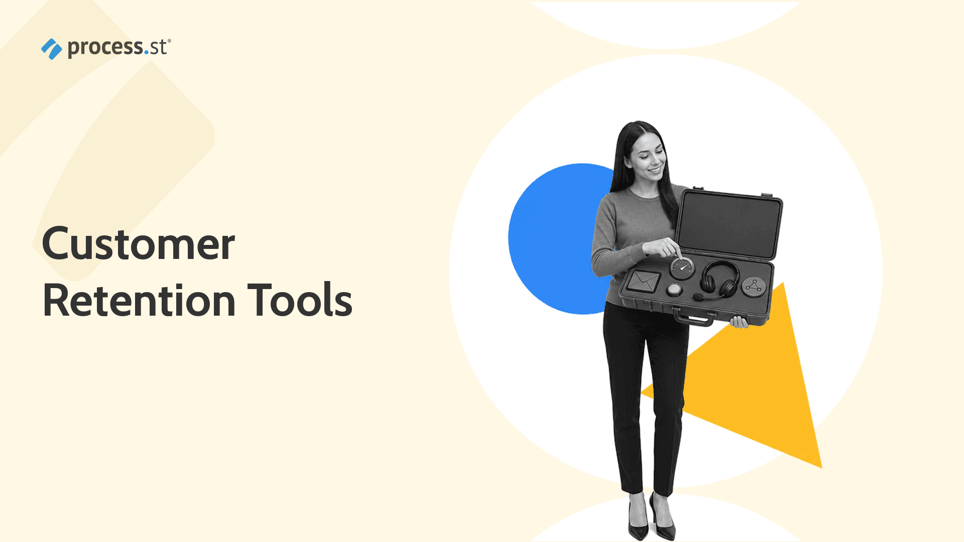 Customer success manager holding a customer retention toolkit for SaaS retention planning