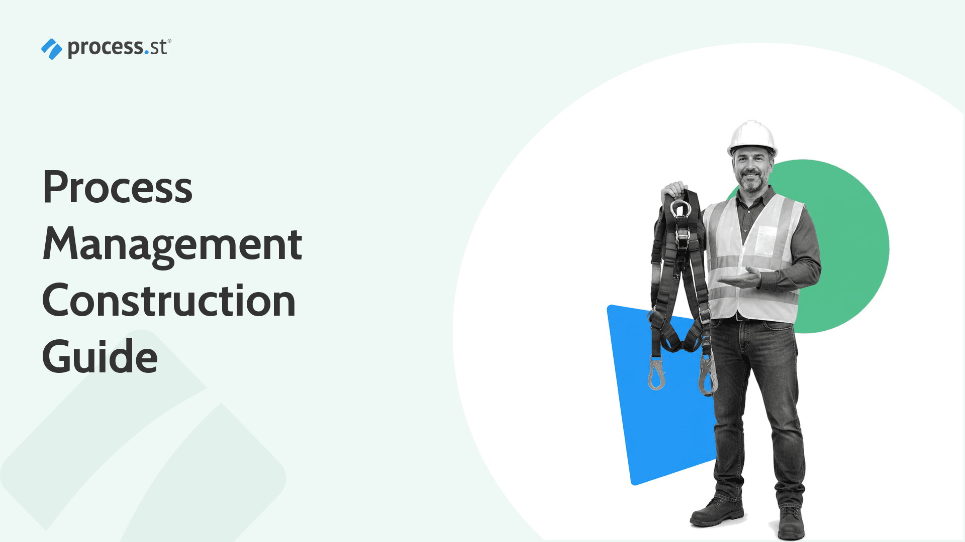 Construction operations manager holding a fall arrest safety harness for process management construction guidance
