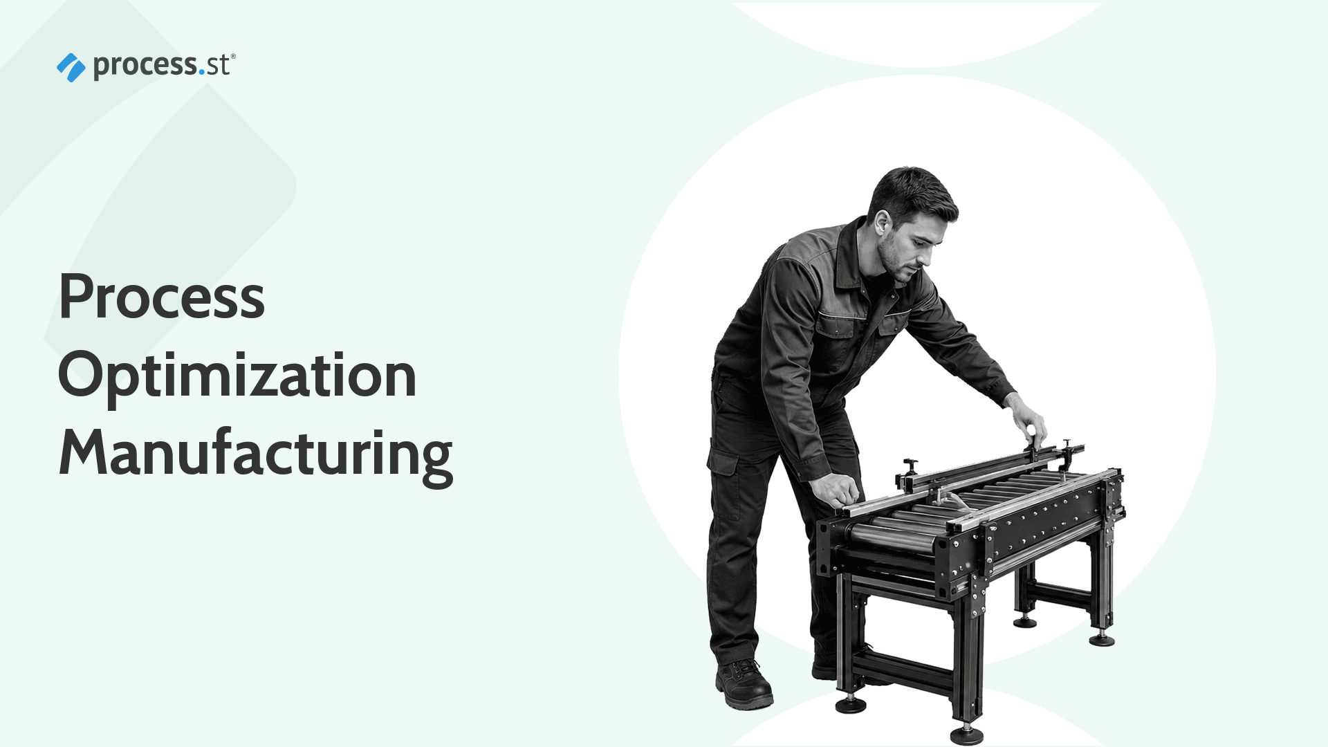 Manufacturing process engineer adjusting a compact conveyor section for process optimization manufacturing