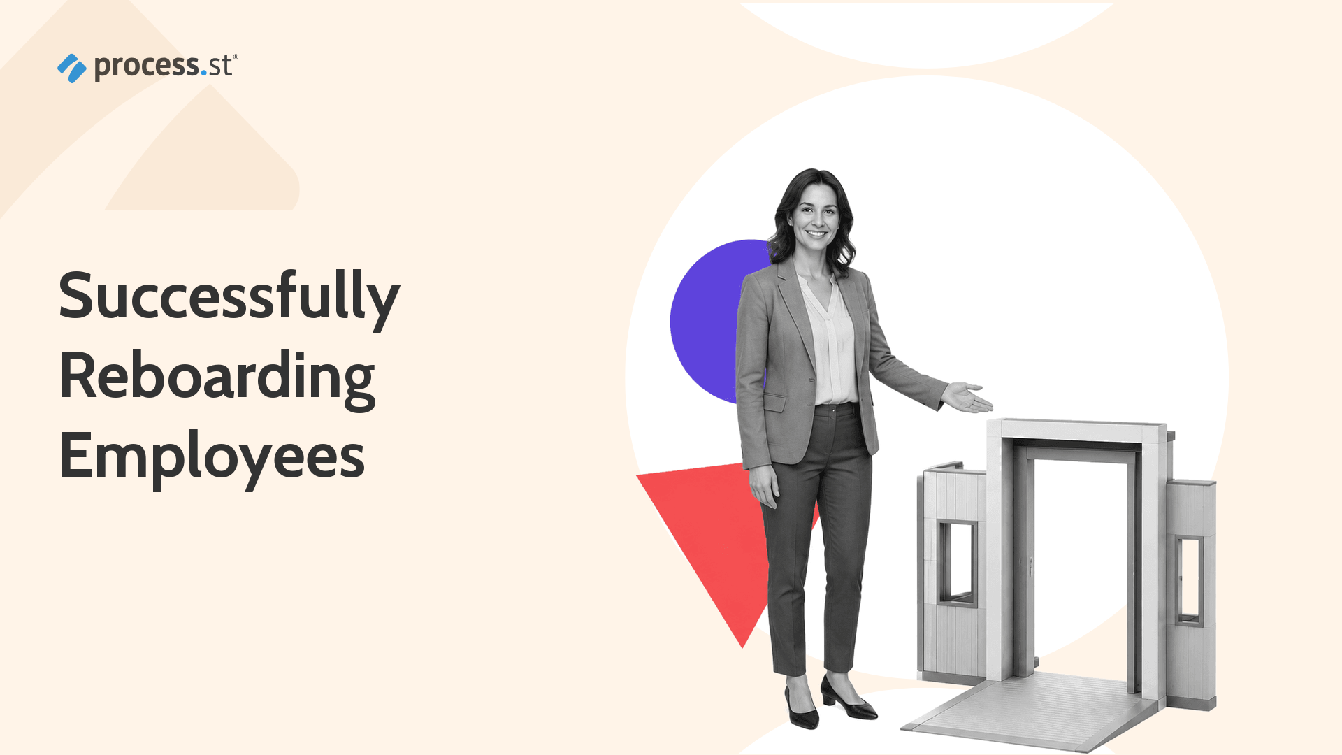 HR manager presenting a re-entry gateway for employee reboarding