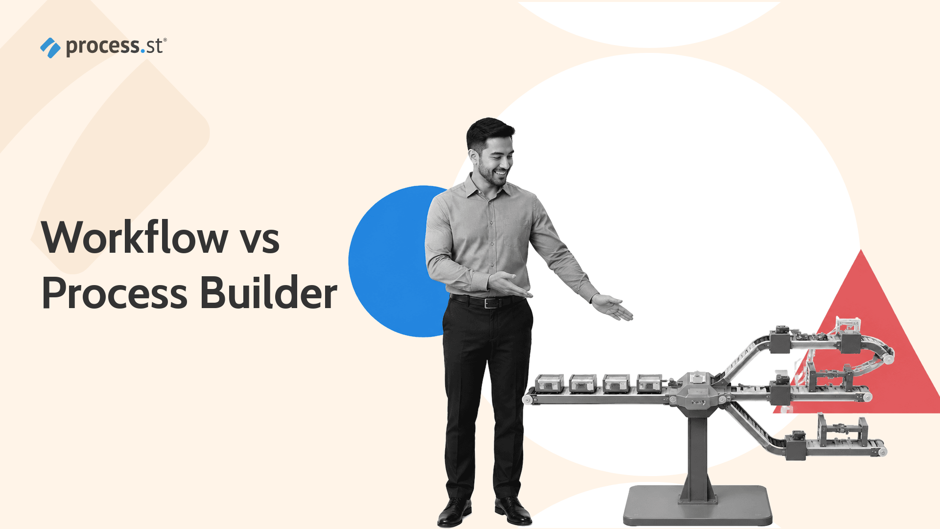 Operations leader comparing a straight workflow path with a branching process builder model