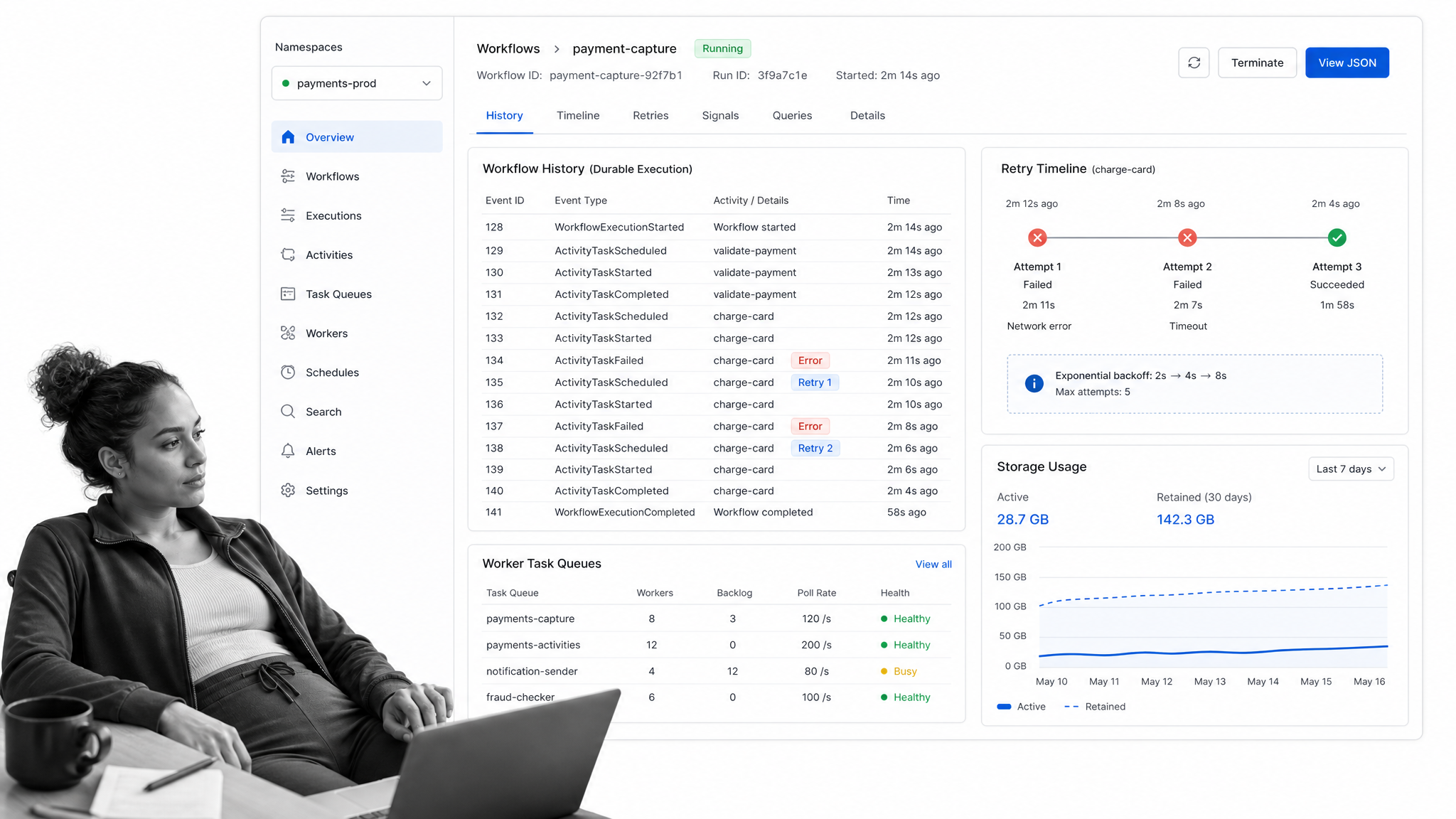 Temporal product workspace for a Camunda alternatives comparison