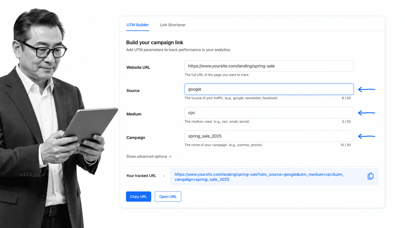 UTM.io browser workflow for digital marketers
