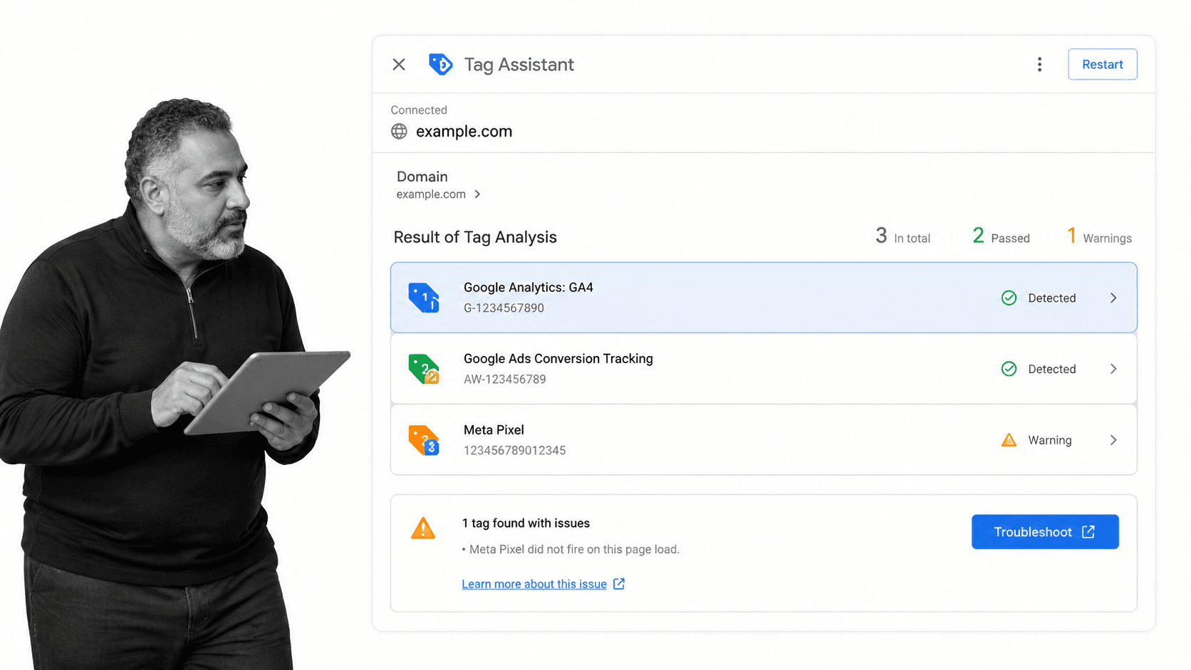 Google Tag Assistant browser workflow for digital marketers