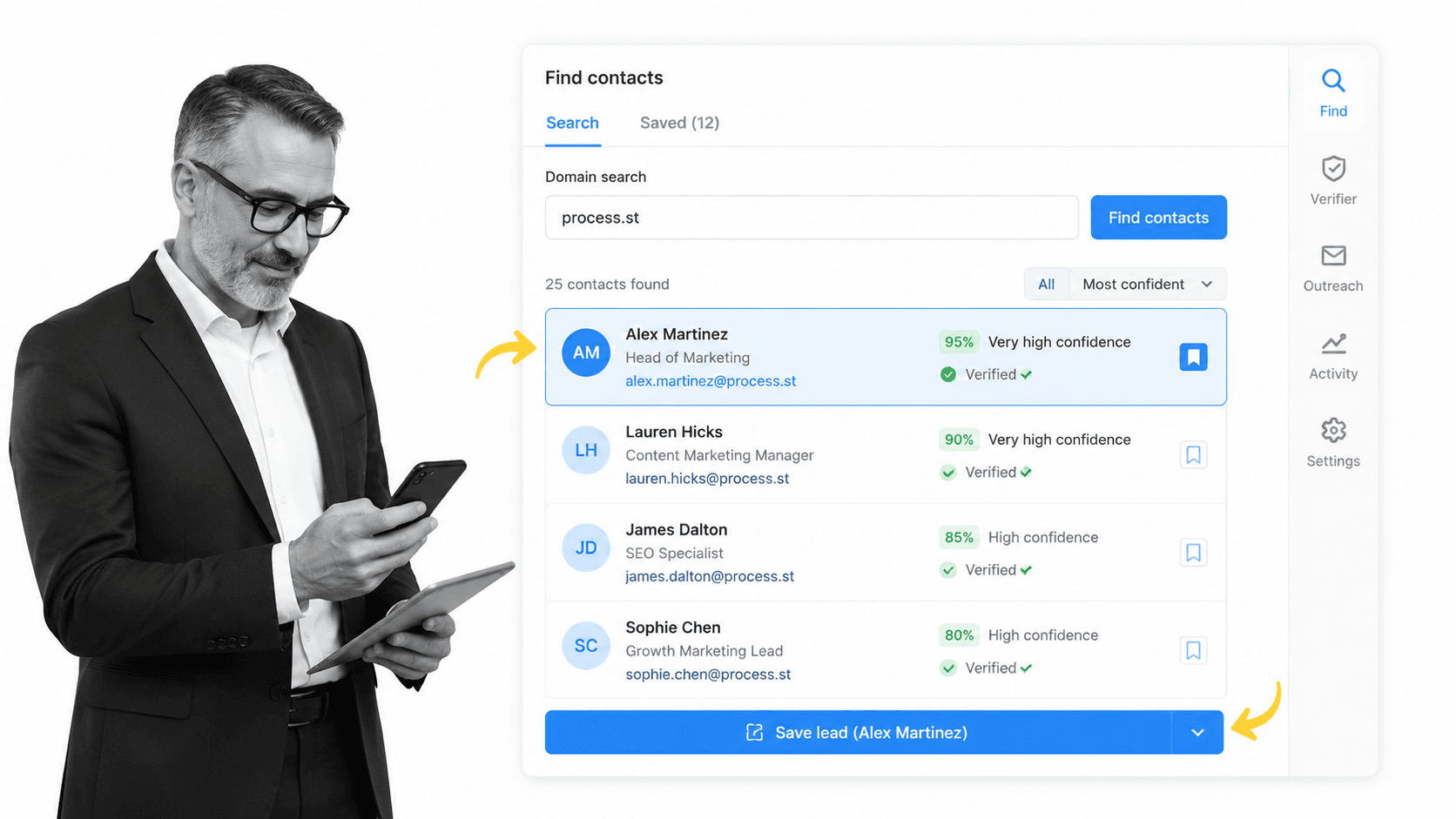 Hunter browser workflow for digital marketers