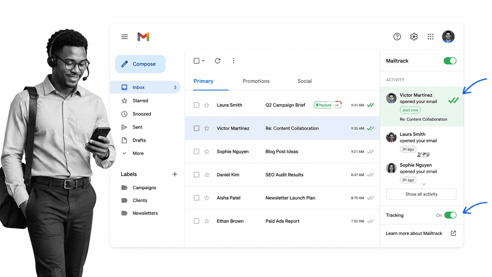 Mailtrack browser workflow for digital marketers