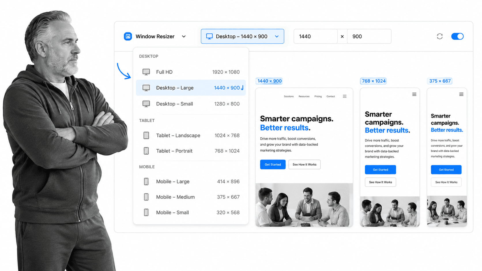 Window Resizer browser workflow for digital marketers