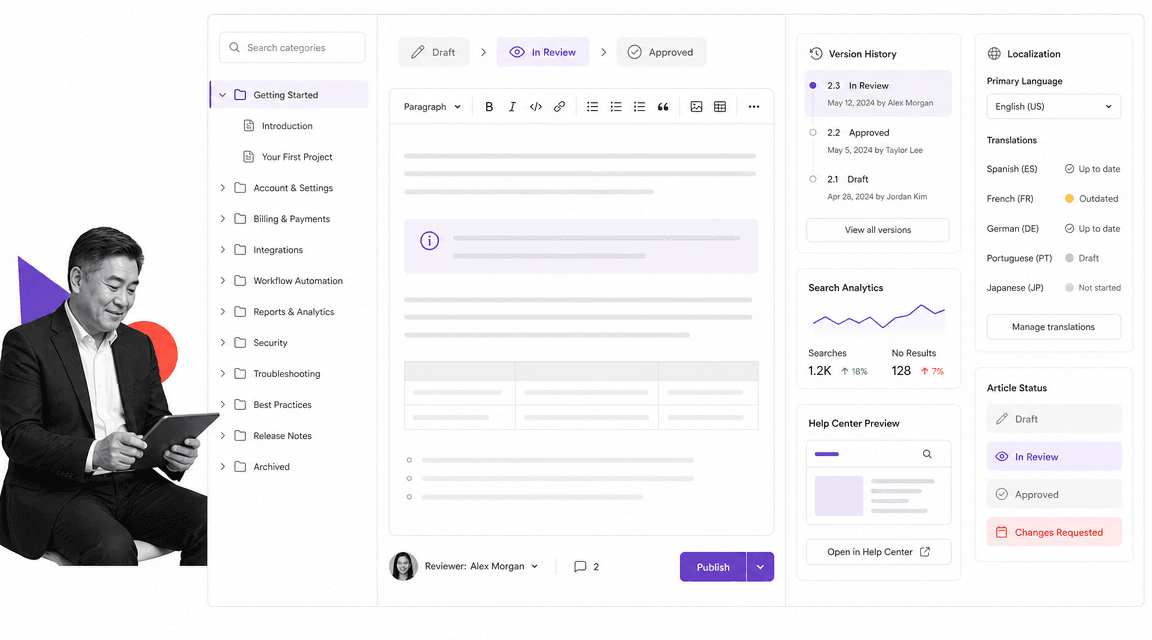 Document360 Confluence alternative product UI for customer and product documentation portals