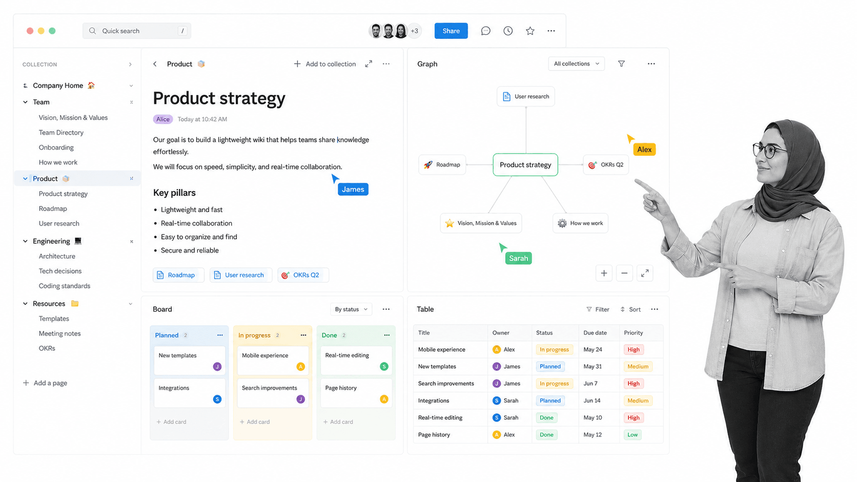 Nuclino Confluence alternative product UI for fast internal wikis and collaborative docs