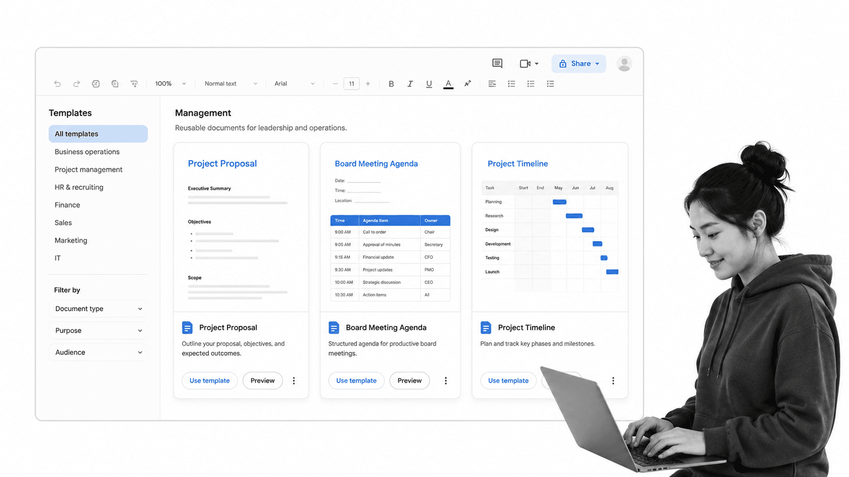Business workflow illustration for google docs templates for management