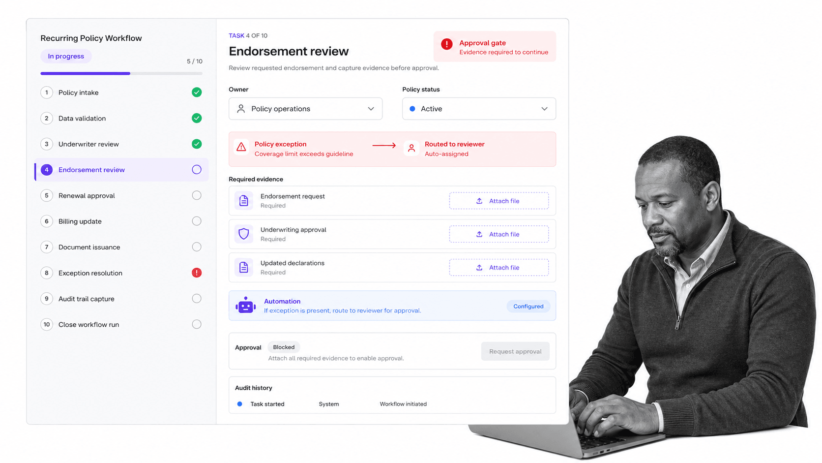 Process Street insurance policy management software workflow