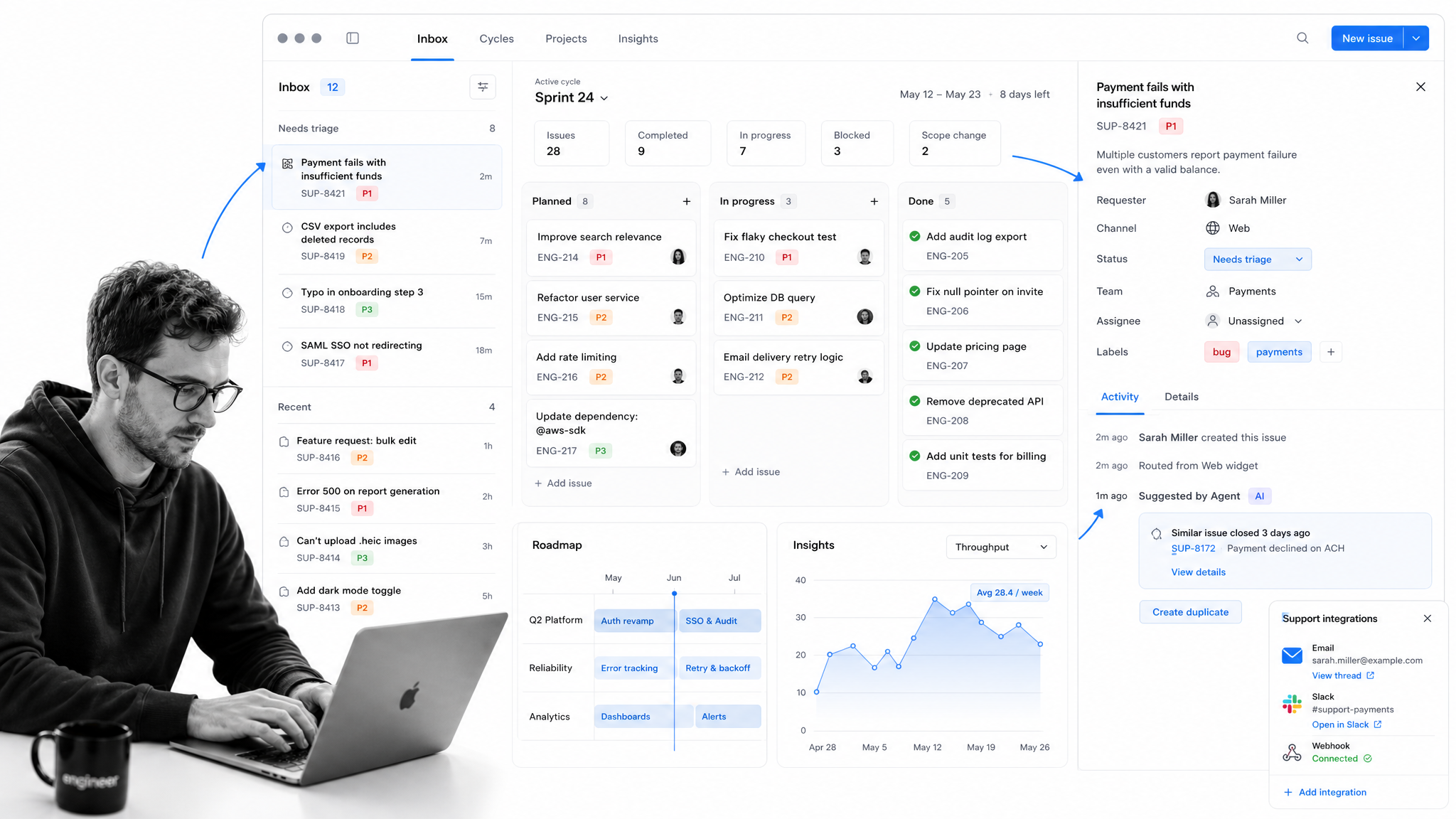 Linear Jira alternative product UI for modern engineering issue tracking
