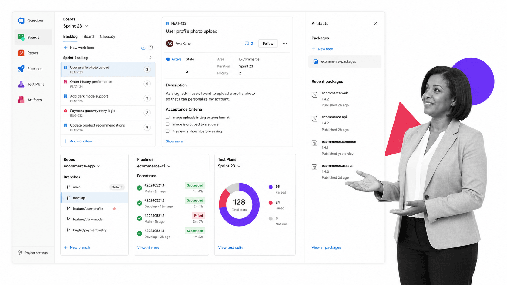 Azure DevOps Jira alternative product UI for Microsoft-centered software delivery