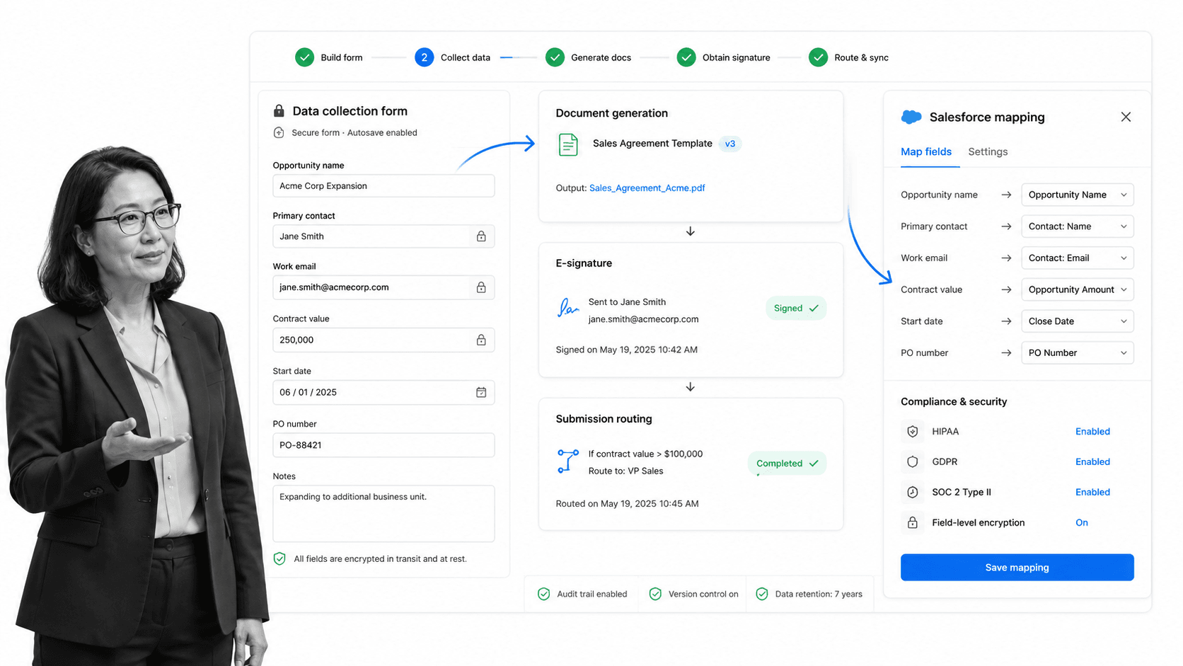Formstack Jotform alternative product UI for secure business forms with documents and e-signature options