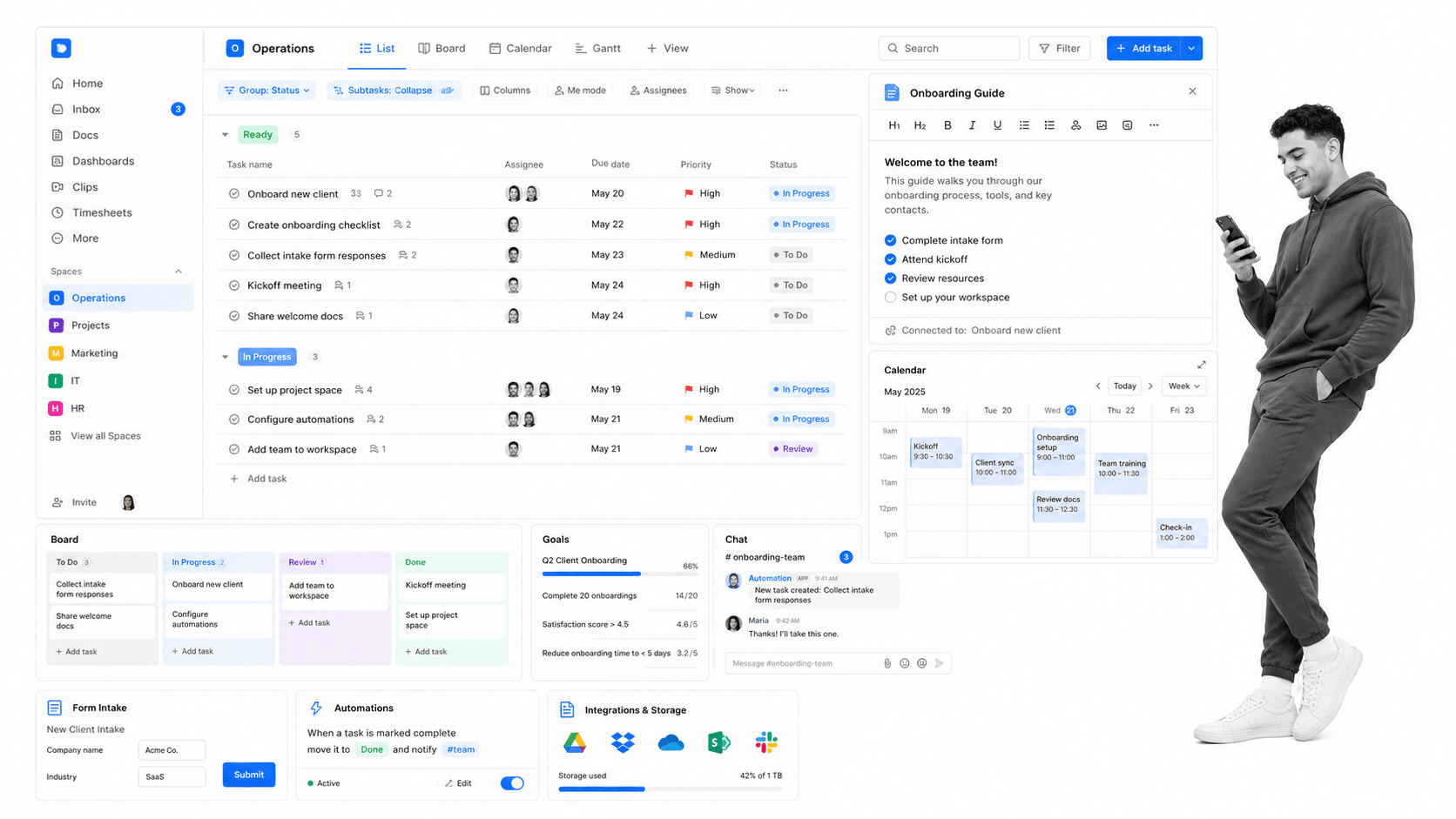 ClickUp product UI surface for Manifestly alternatives comparison