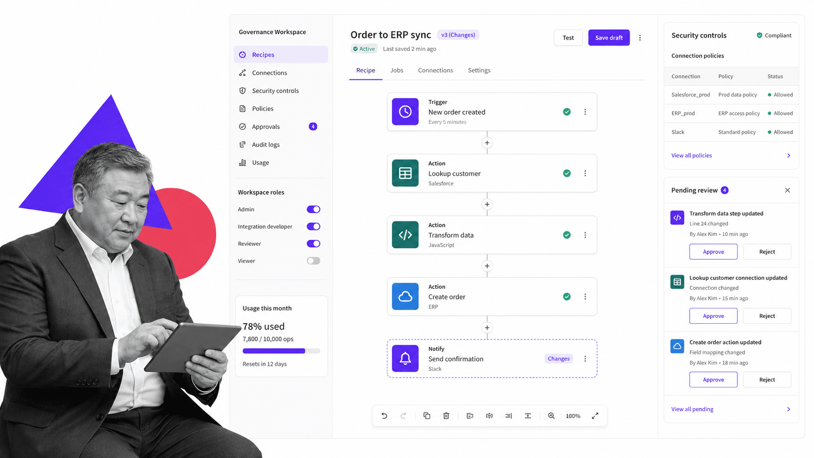 Workato Microsoft Power Automate alternative product UI for enterprise integration programs and governed automation