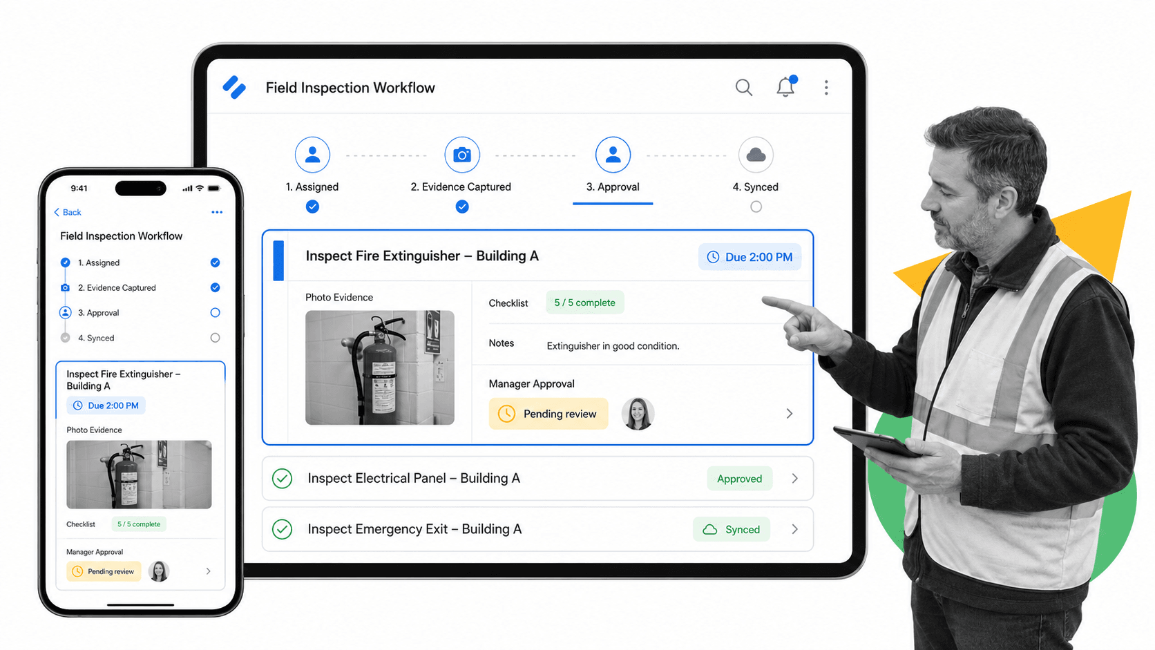 Mobile workflow software field inspection workflow run board
