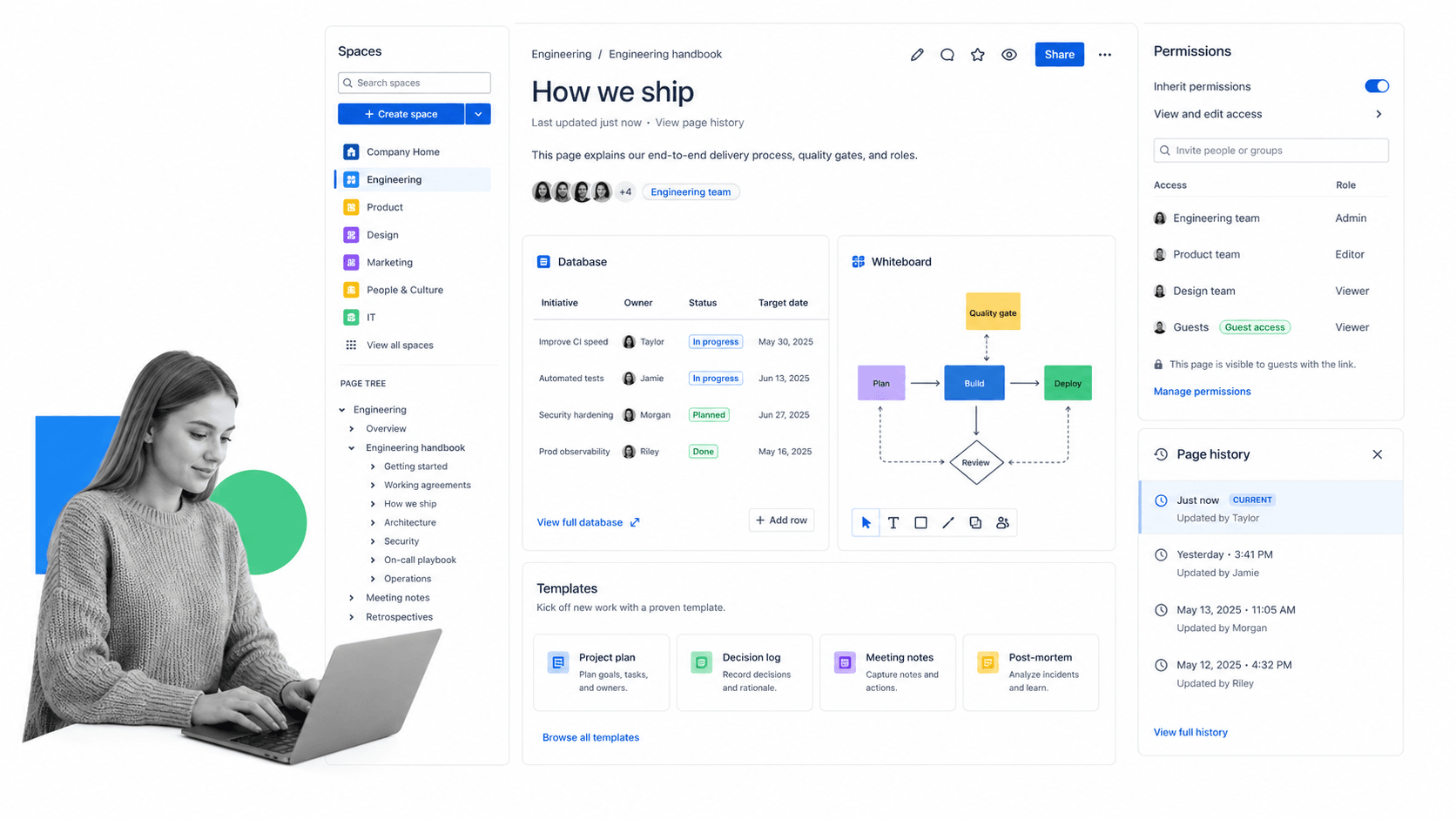 Confluence Notion alternative product UI for enterprise knowledge bases tied to Atlassian work
