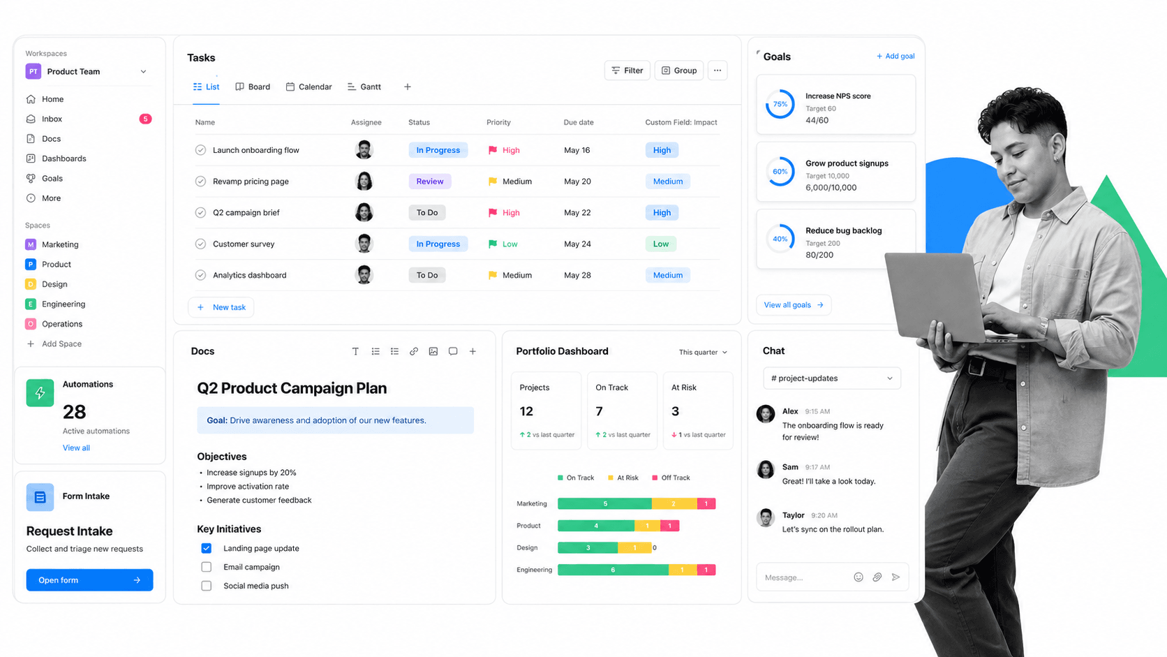 ClickUp Notion alternative product UI for all-in-one work management with docs and projects