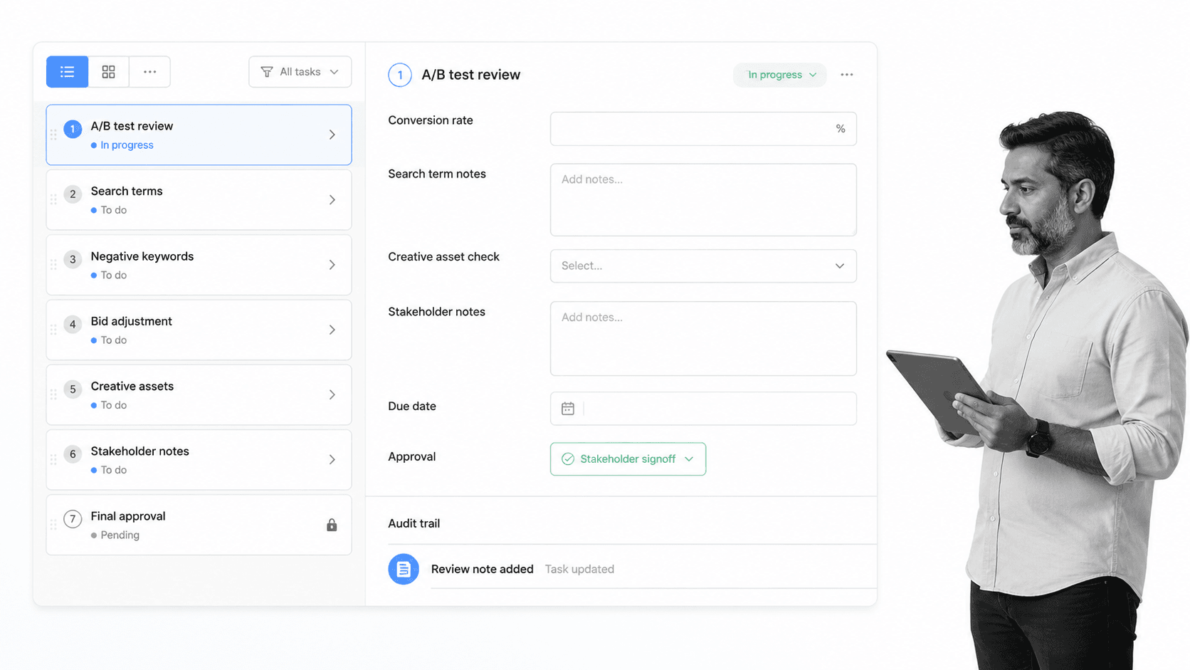 Weekly PPC campaign review workflow in Process Street