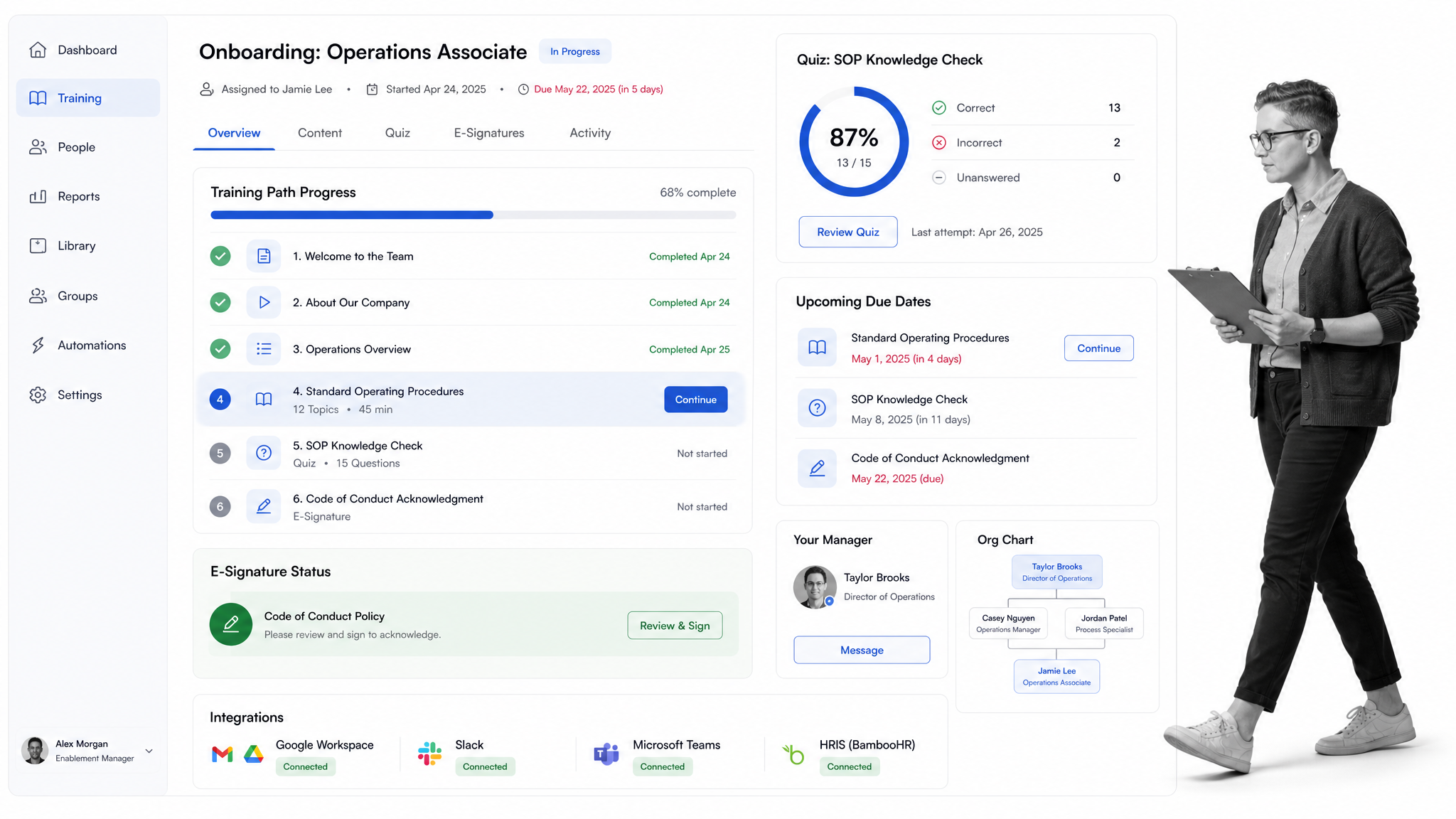 Trainual product UI surface for Tallyfy alternatives comparison