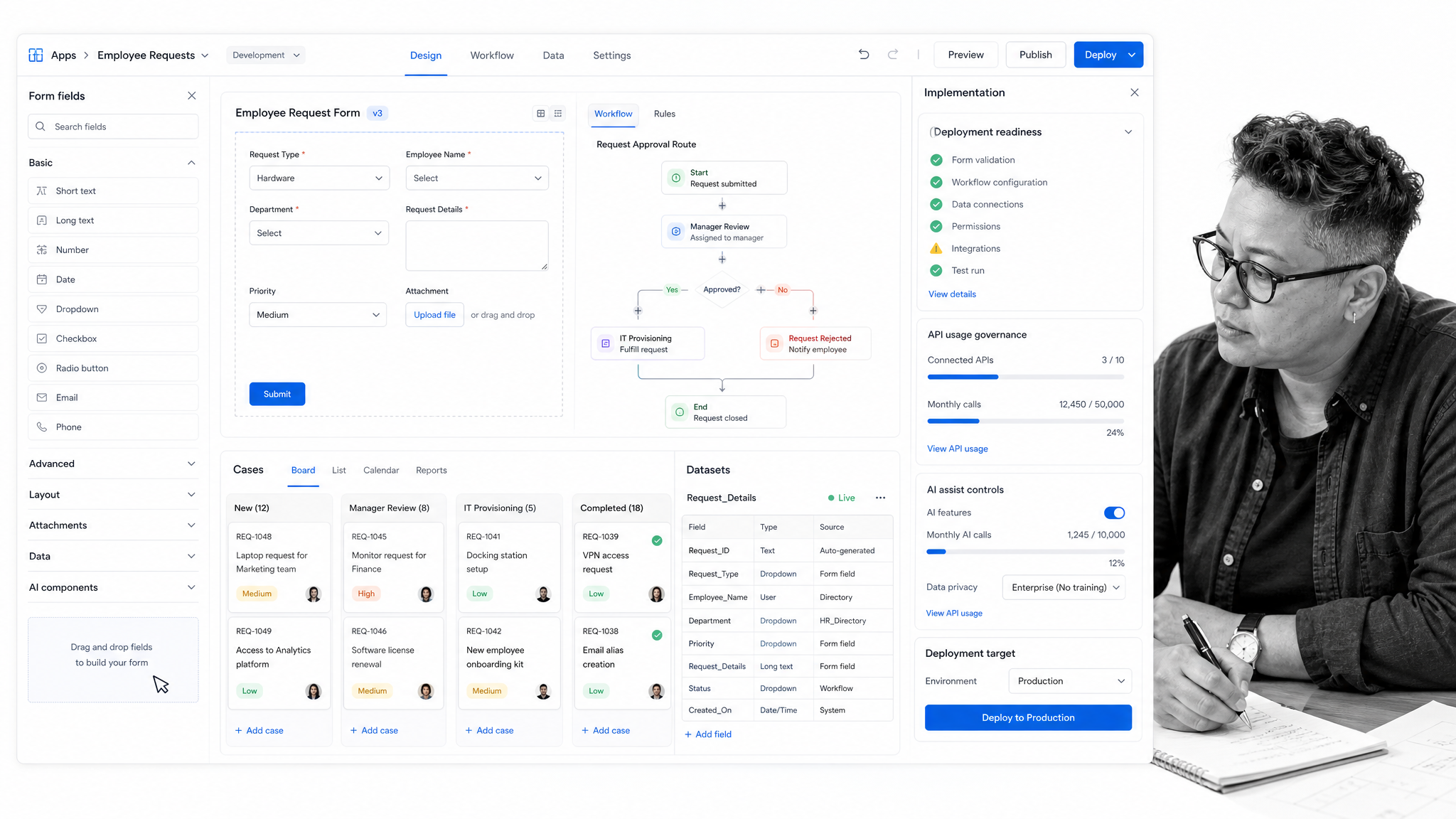 Kissflow product UI surface for Tallyfy alternatives comparison