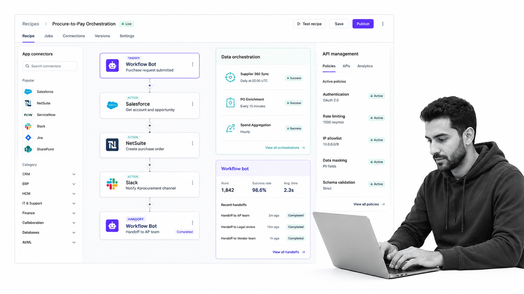 Workato product UI surface for Tonkean alternatives comparison