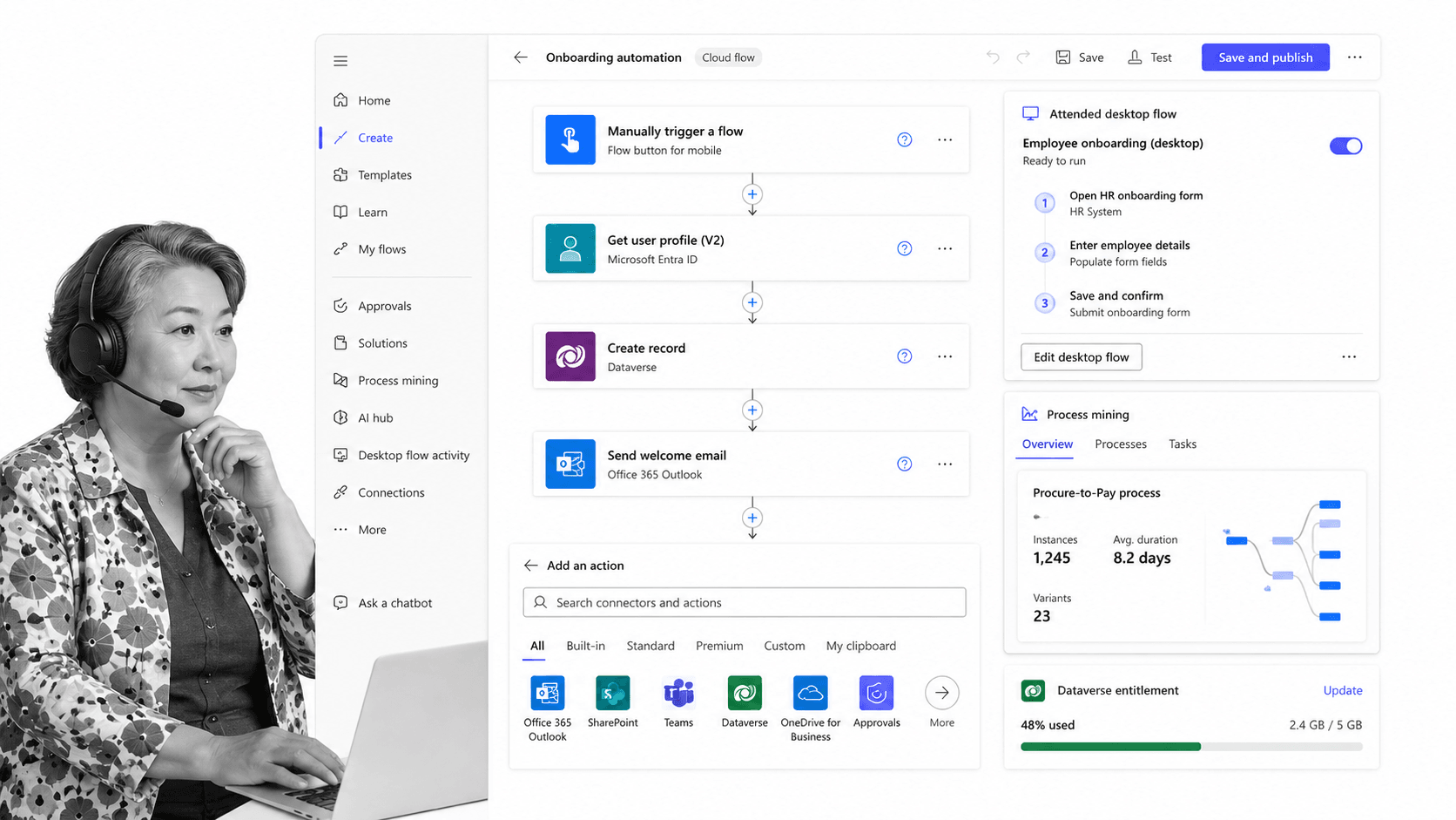 Microsoft Power Automate product UI surface for Tonkean alternatives comparison