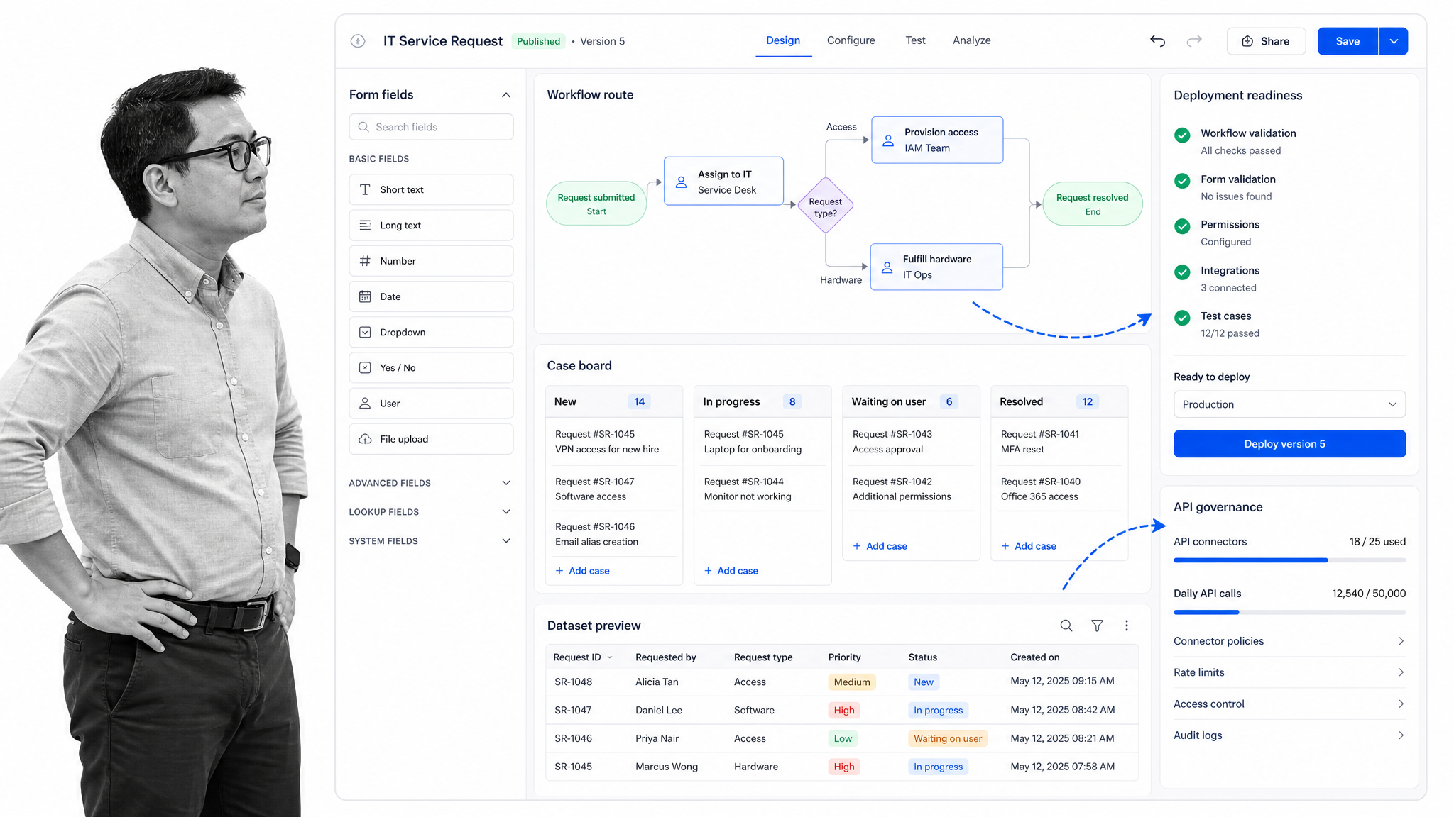 Kissflow product UI surface for Tonkean alternatives comparison