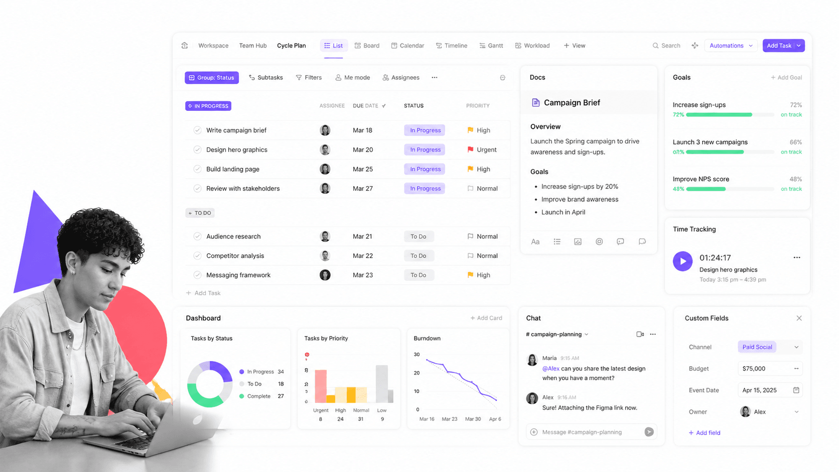 ClickUp Trello alternative product UI for teams that want many project views in one workspace