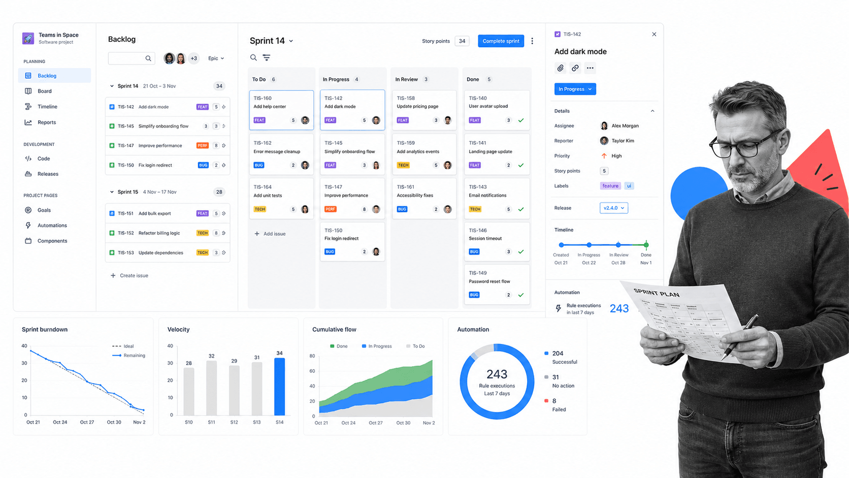 Jira Trello alternative product UI for software teams and technical delivery