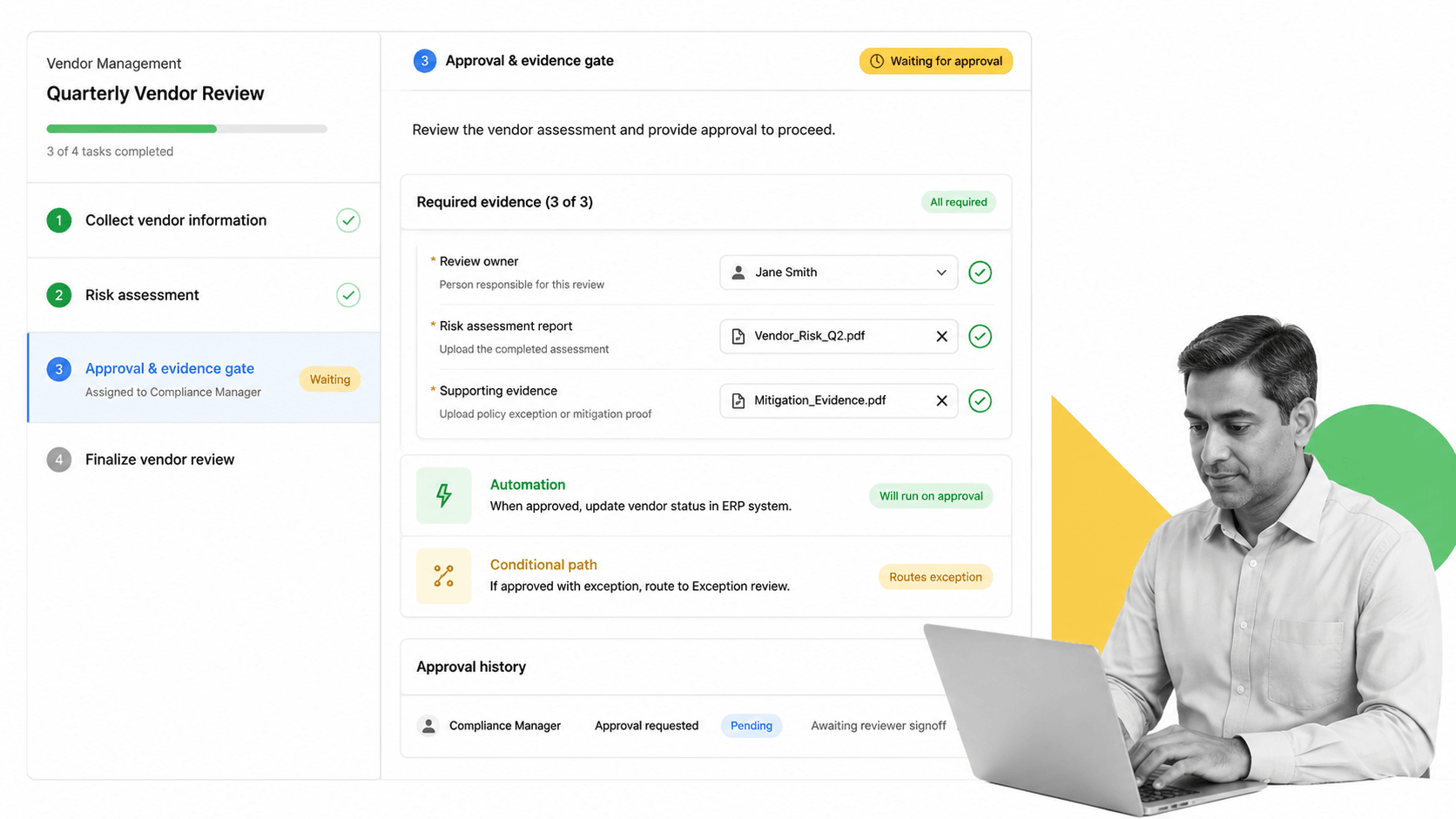 Process Street controlled workflow run in a workflow suite